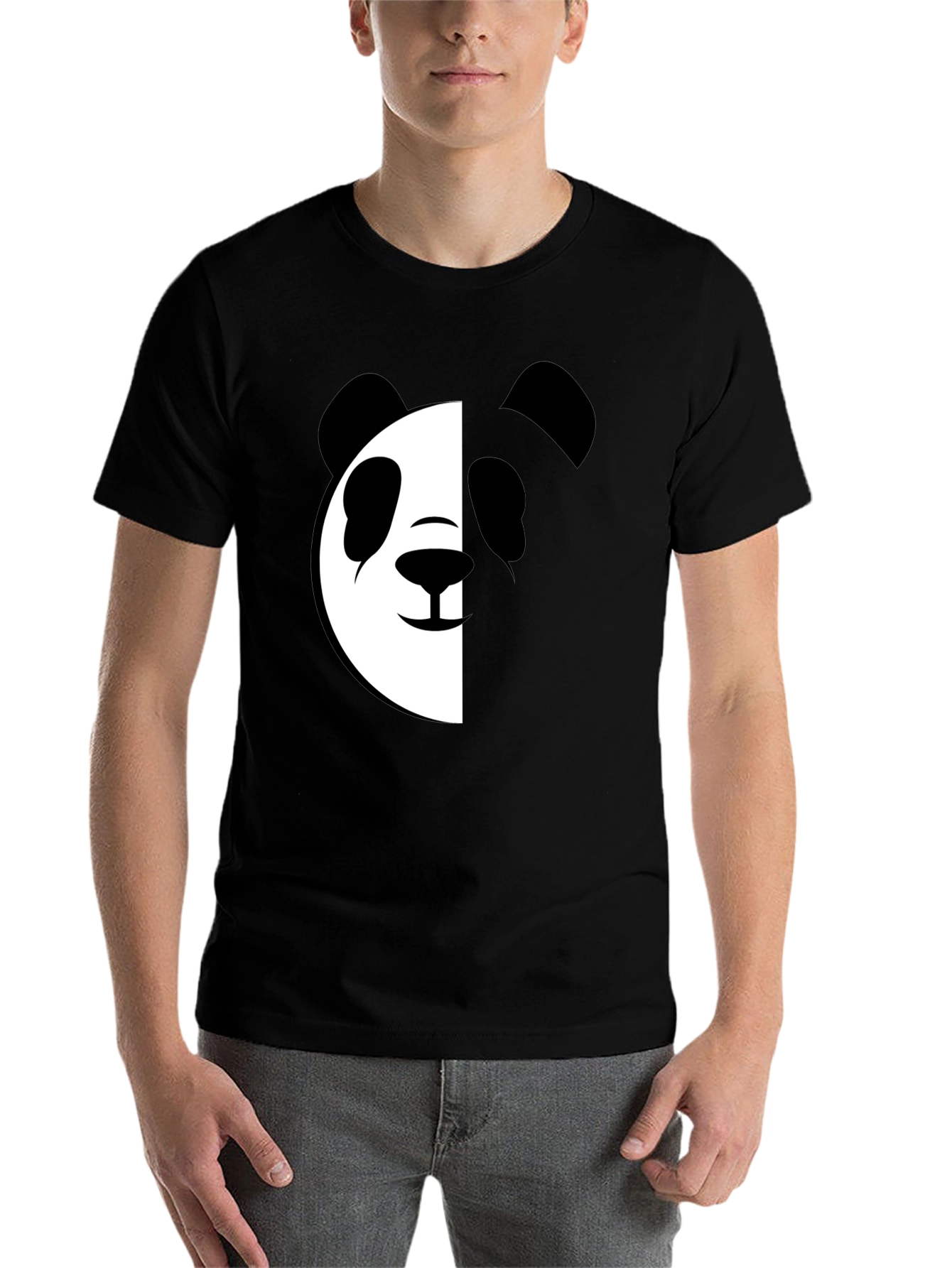Black Cool Panda Graphic T-Shirt view 7