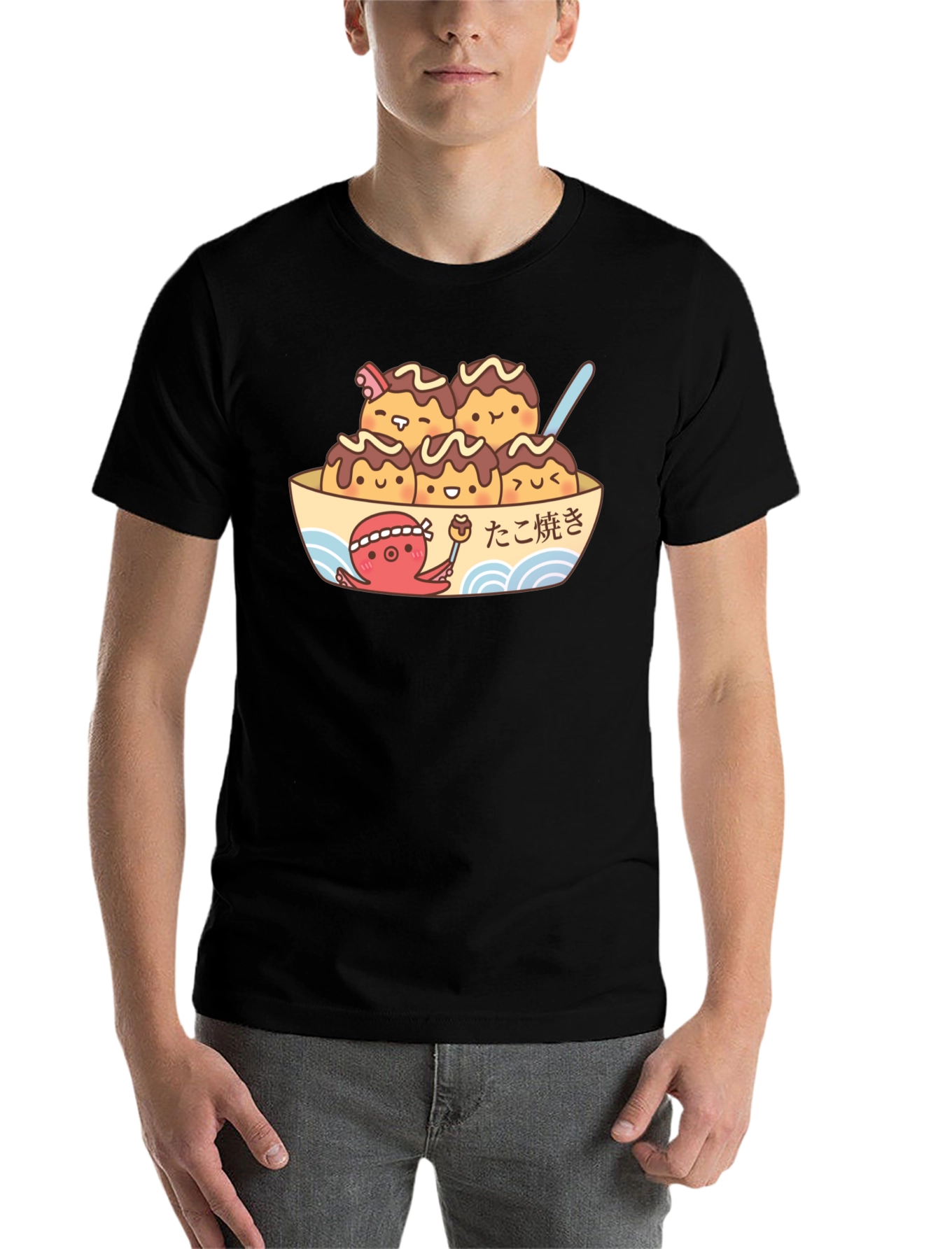 Black Cute Takoyaki T-Shirt - Japanese Foodie Apparel view 7
