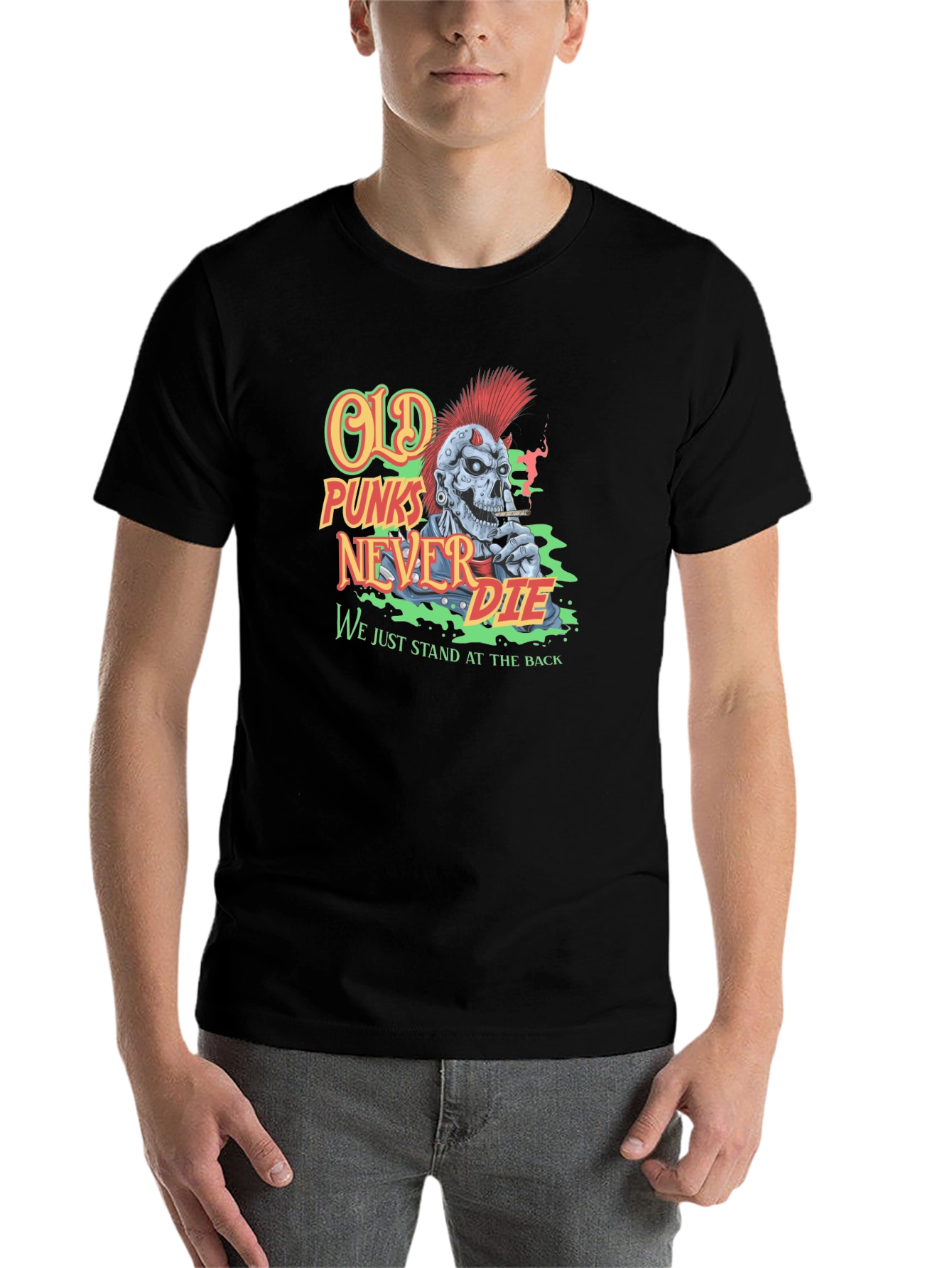 Black Old Punks Never Die Graphic T-Shirt view 7