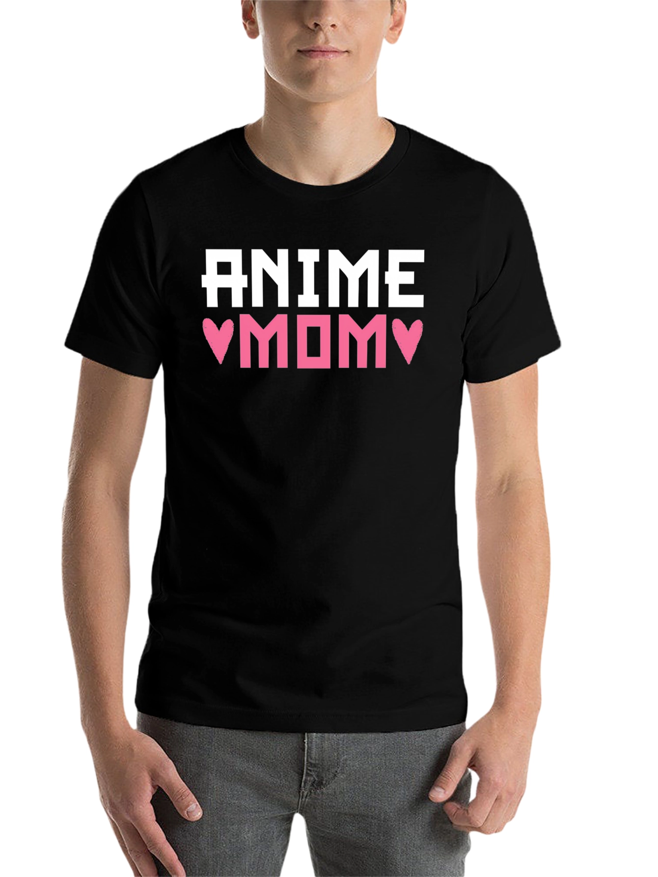 Black Anime Mom Black T-Shirt view 7