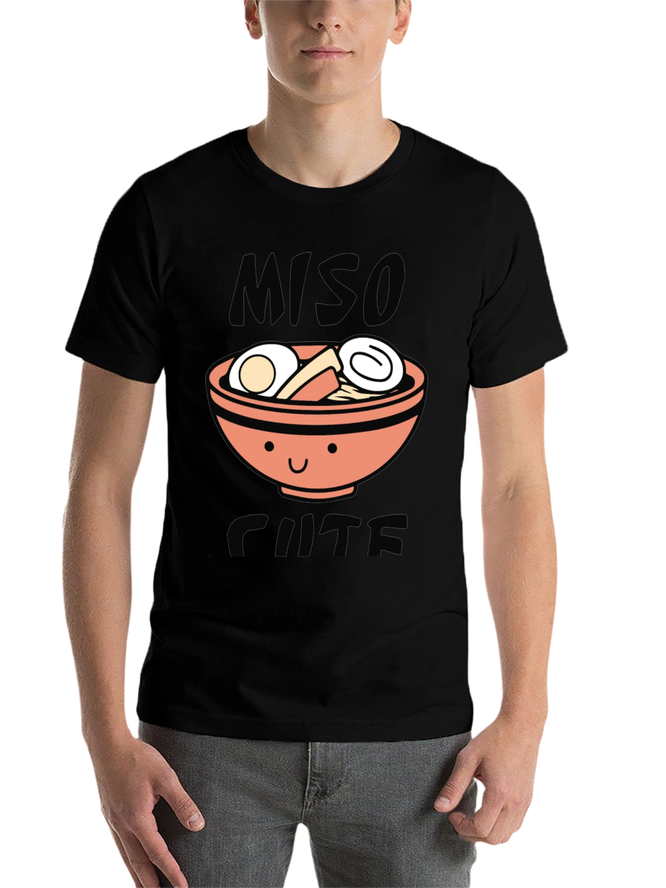 Black Miso Cute Ramen Graphic T-Shirt - Black view 7