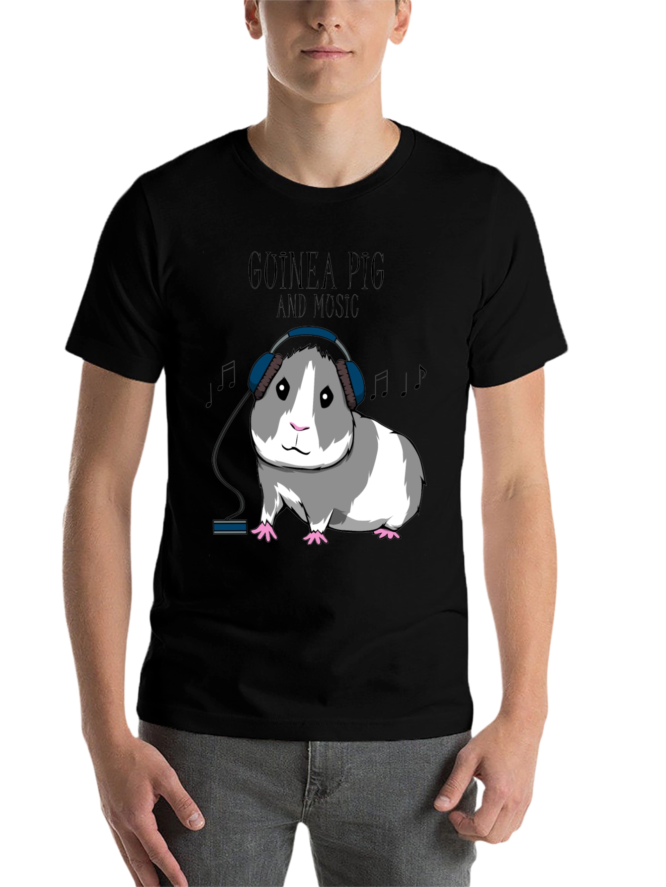 Black Guinea Pig Music T-Shirt view 7