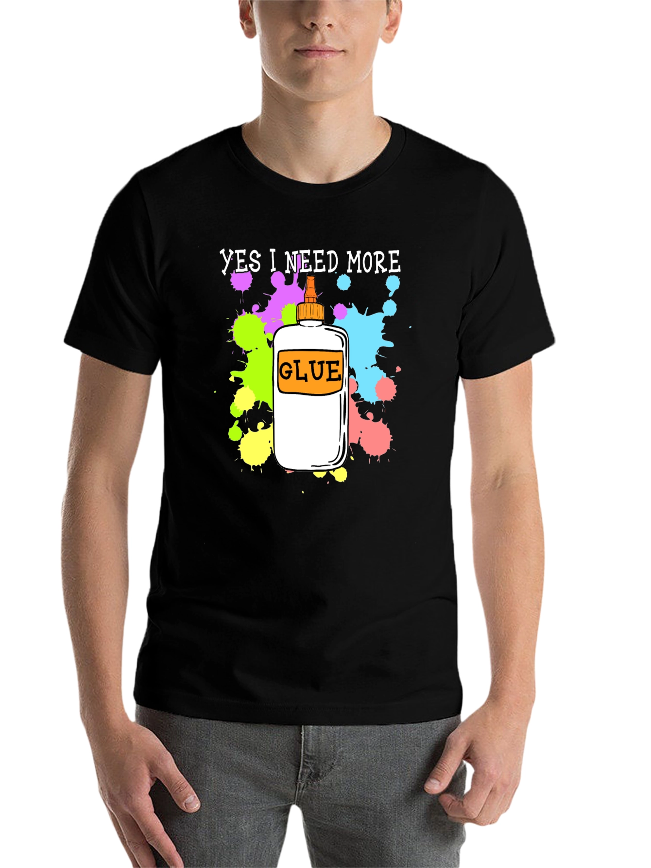 Black Yes I Need More Glue T-Shirt - Arts & Crafts Apparel view 7