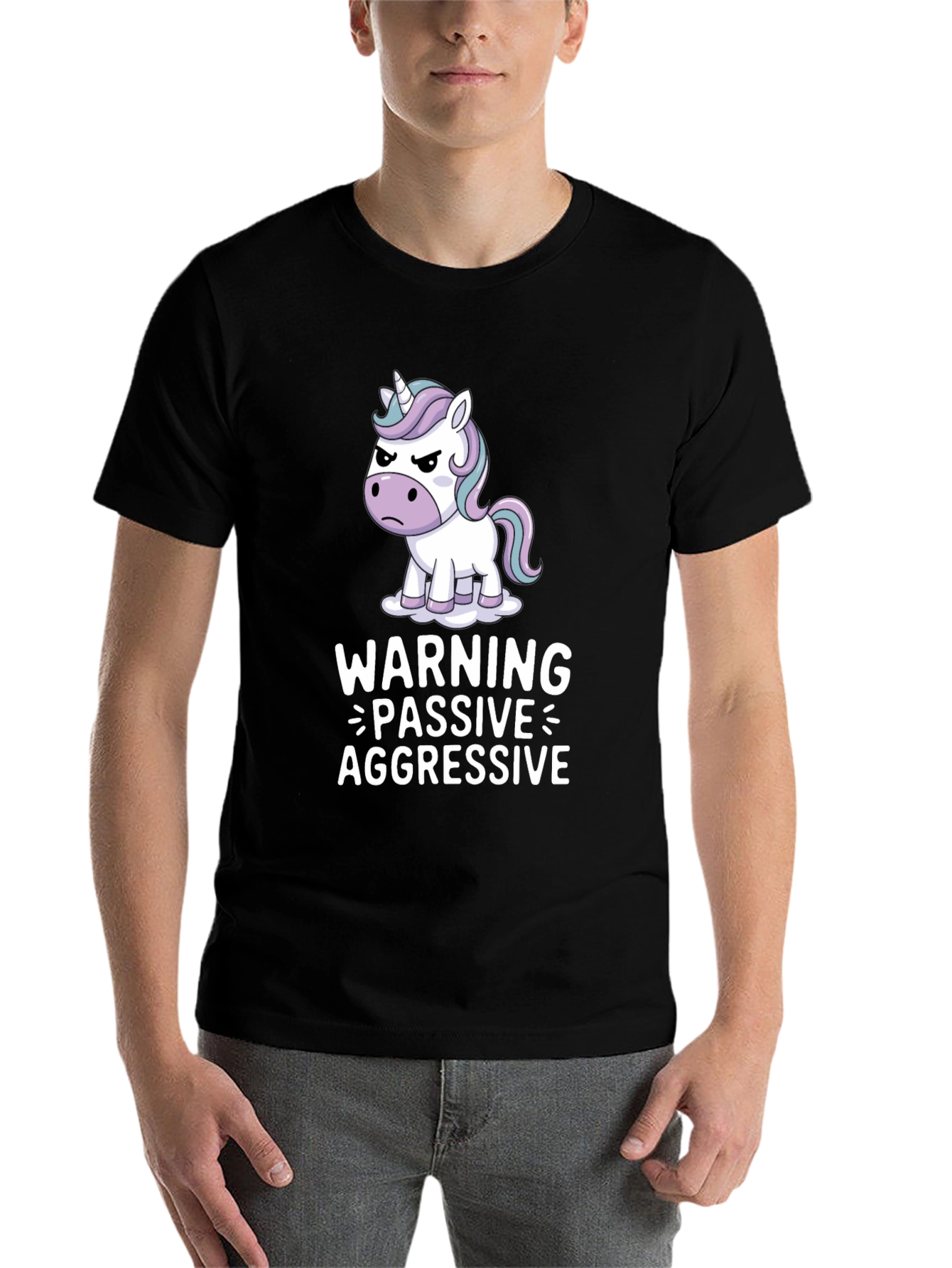 Black Passive Aggressive Unicorn T-Shirt - Funny Graphic Tee view 7
