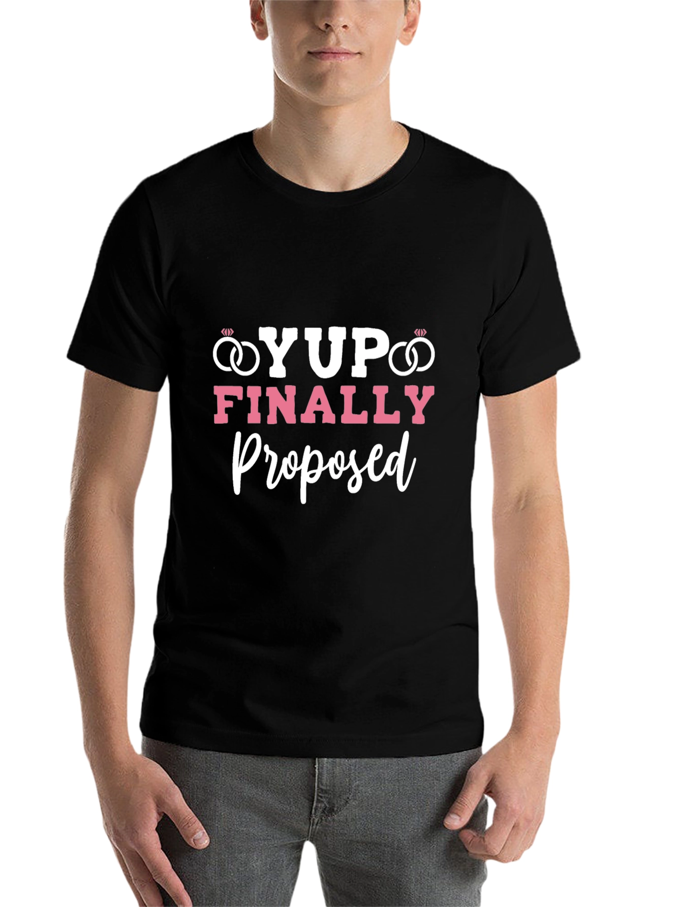 Black Yup! Finally Proposed Black Graphic Tee view 7