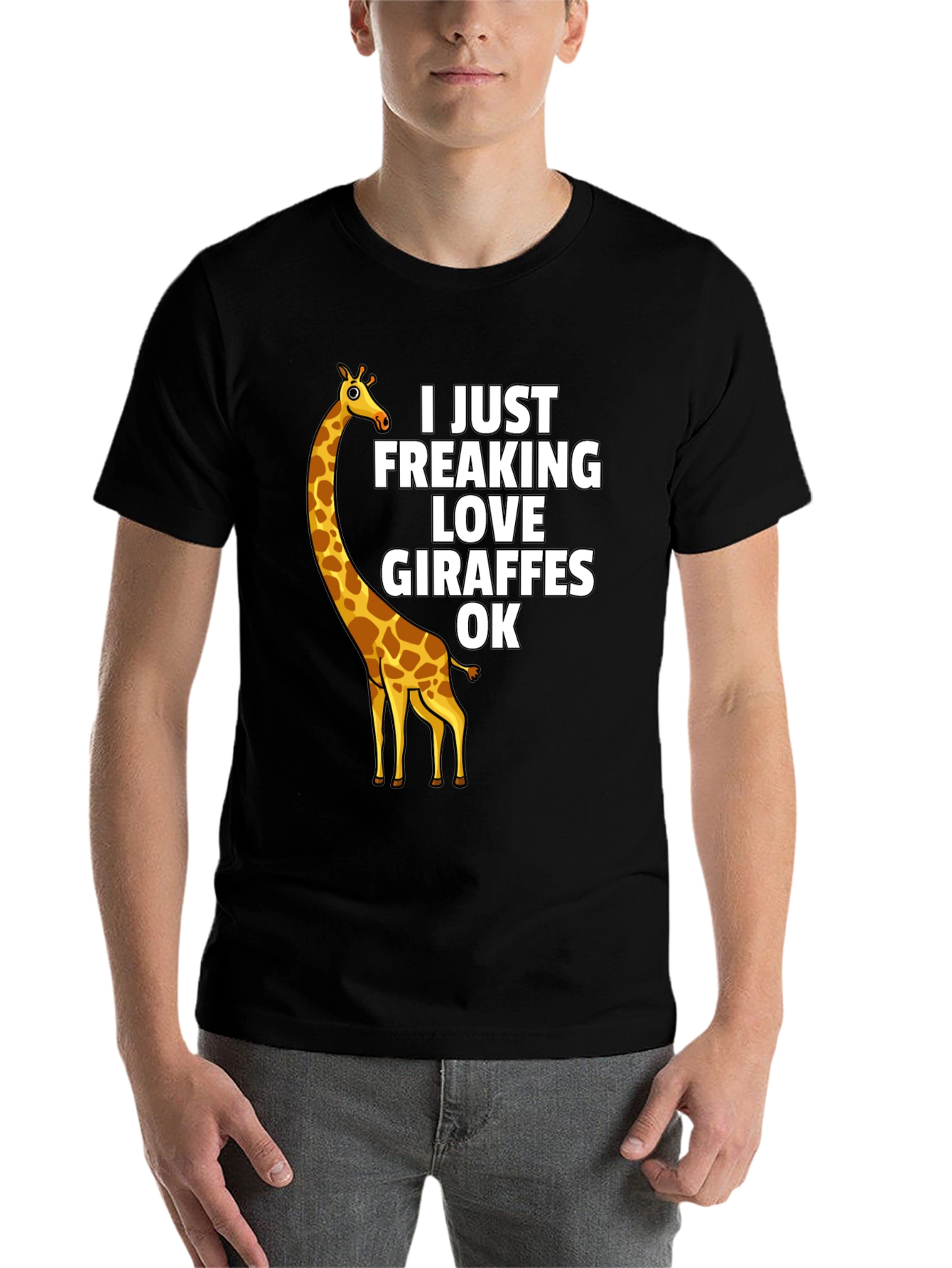Black I Just Freaking Love Giraffes OK - Graphic T-Shirt view 7