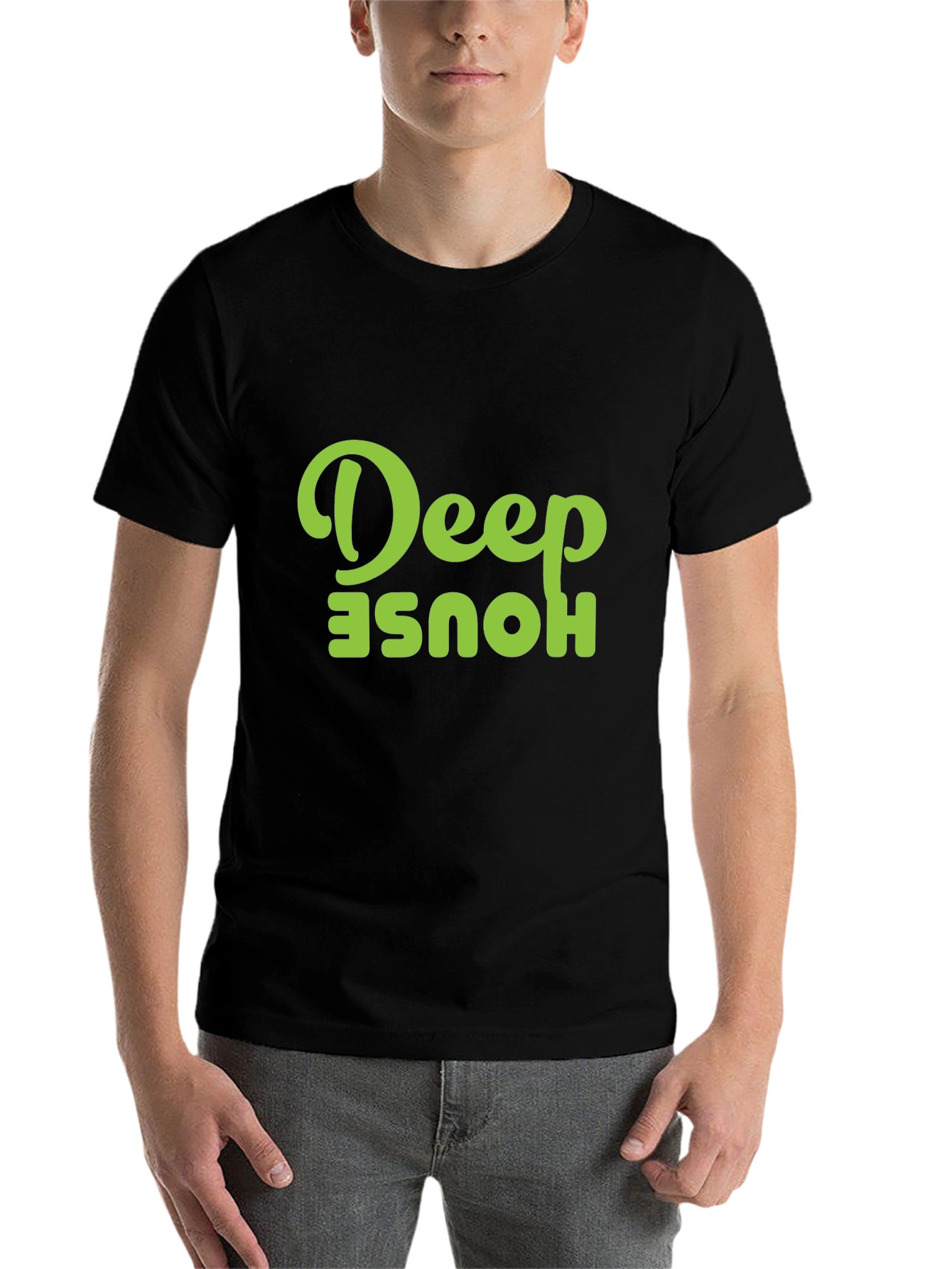 Black Deep House Graphic Tee - Black Cotton T-Shirt view 7