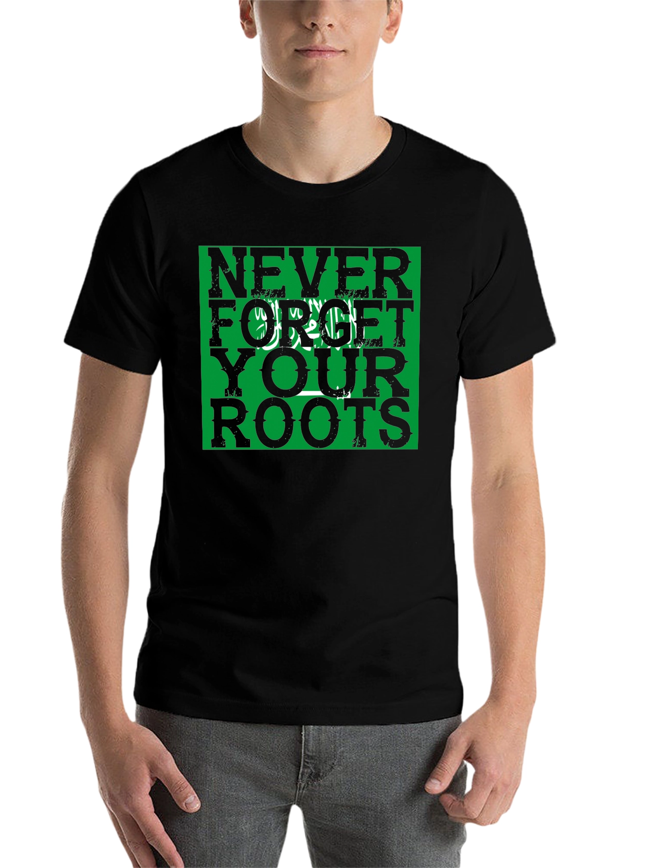 Black Never Forget Your Roots Tee - Saudi Arabia Flag view 7