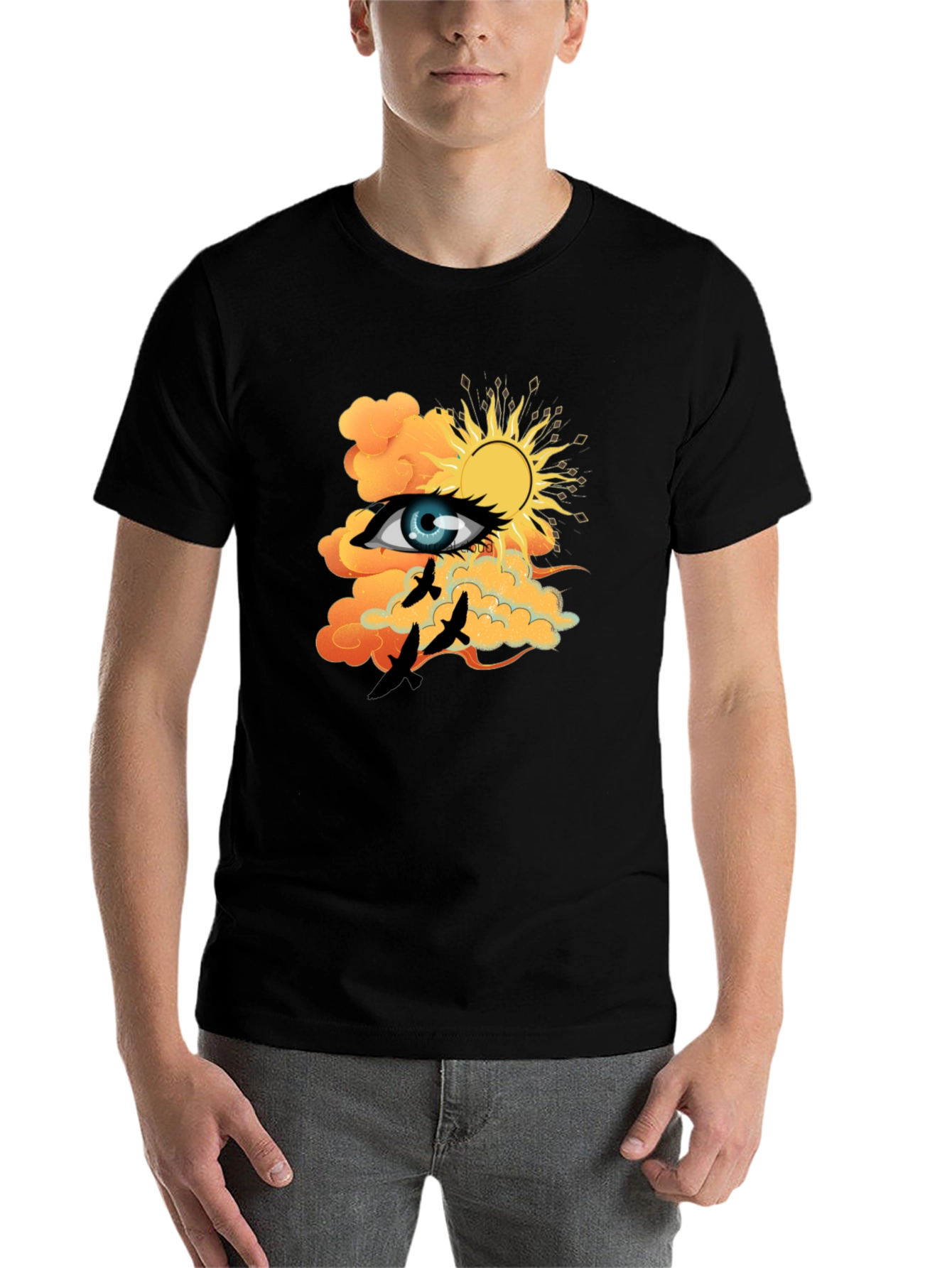 Black Eye & Sun Graphic Tee - Black Cotton Blend view 7