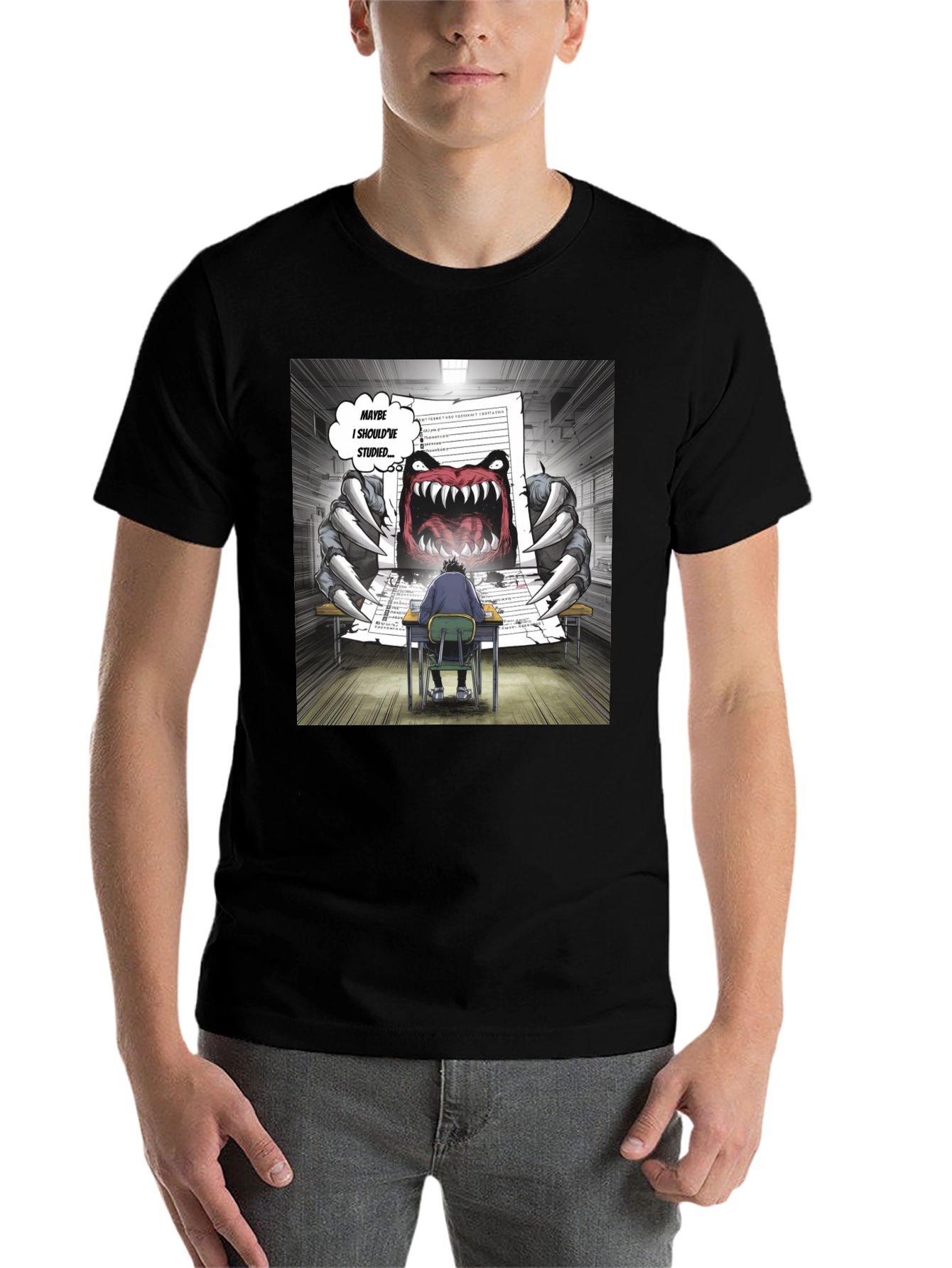 Black Monster Test T-Shirt - Study Humor Tee view 7