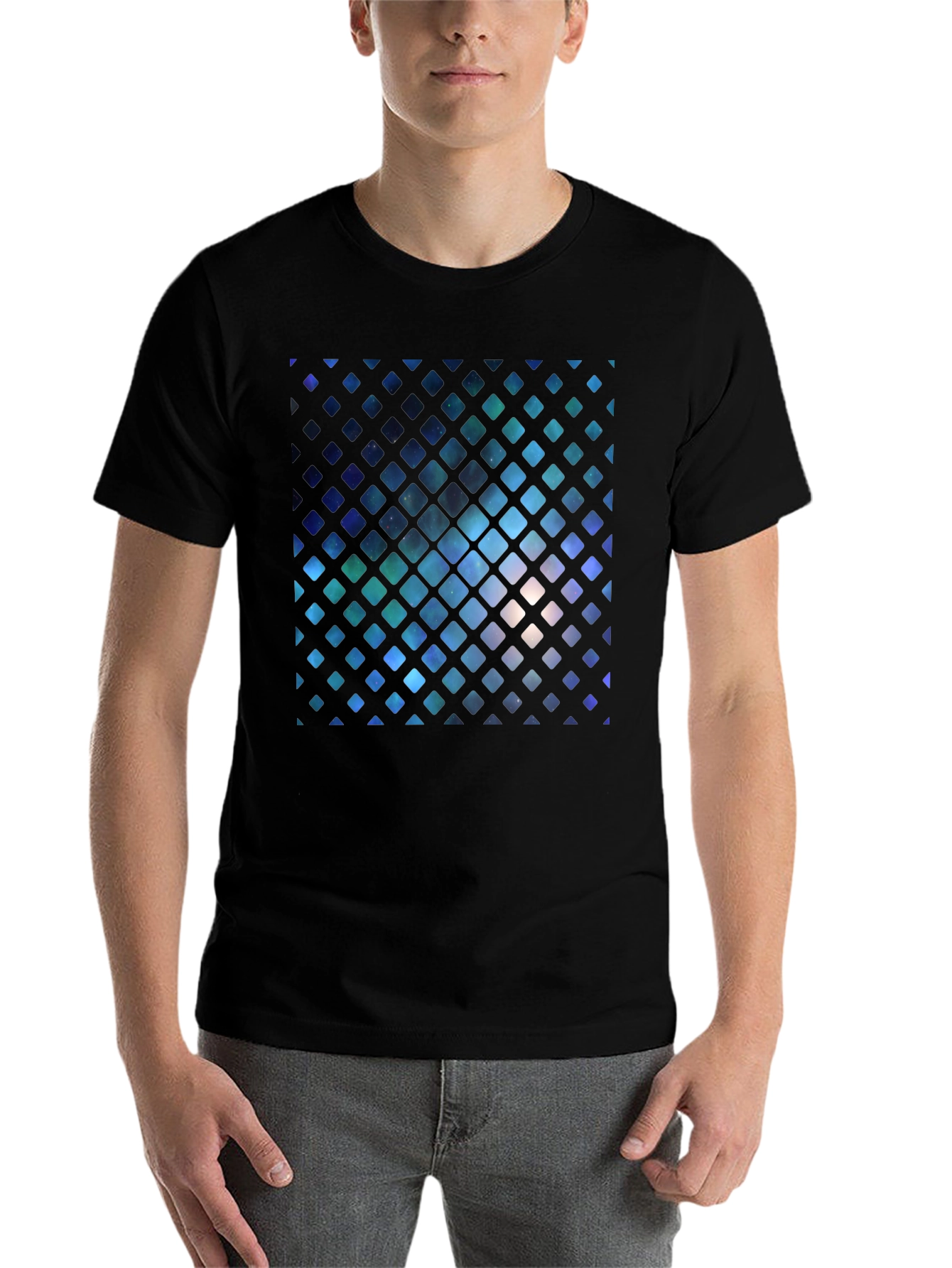 Black Galaxy Grid Graphic Tee view 7