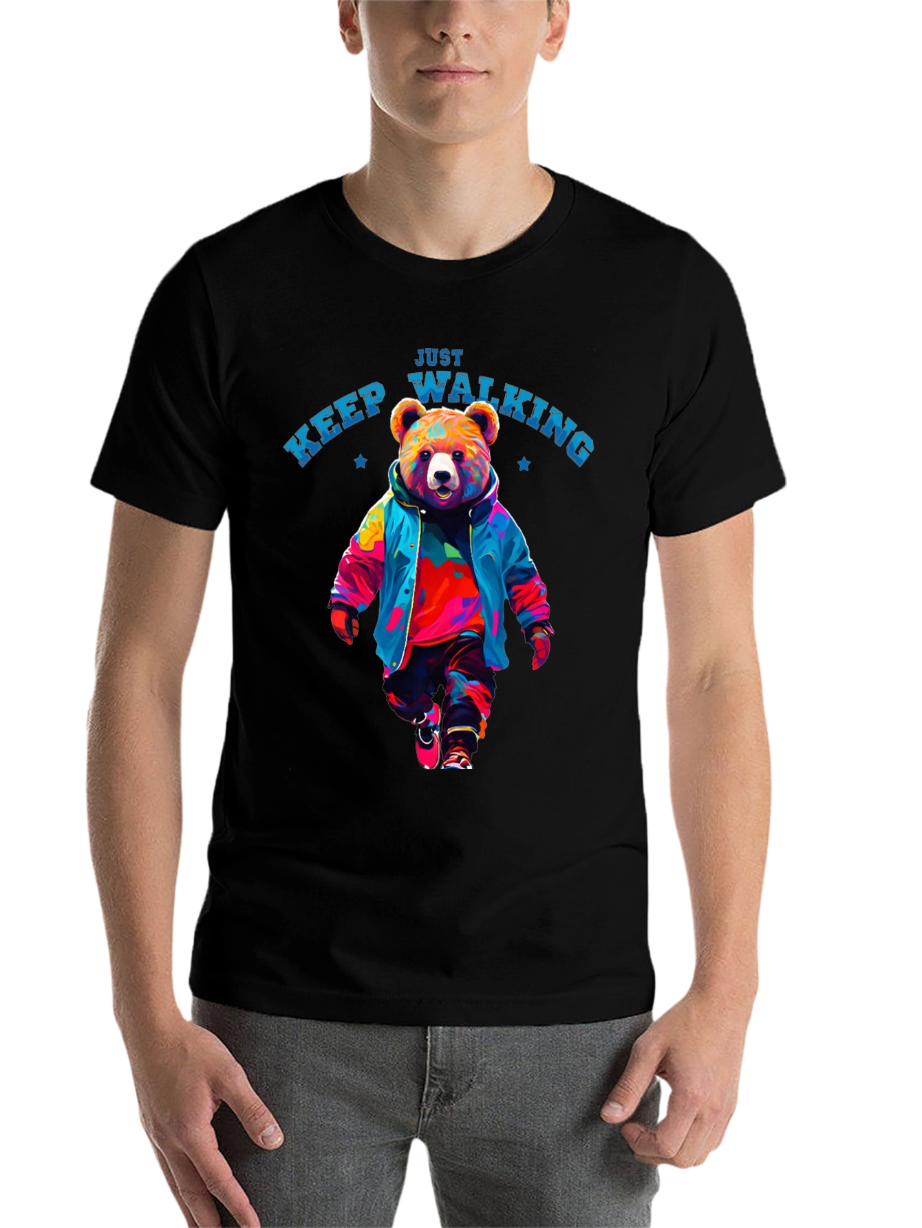 Black Just Keep Walking Bear T-Shirt view 7