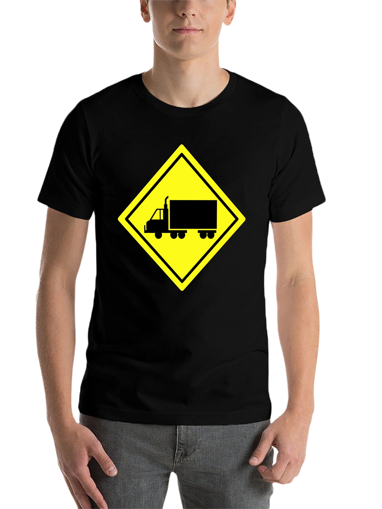 Black Truck Crossing Sign Graphic Tee - Black view 7