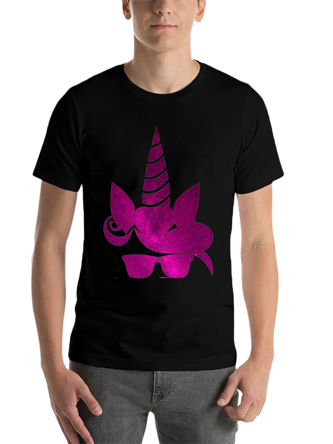 Black Cool Unicorn Tee - Black Graphic T-Shirt view 7
