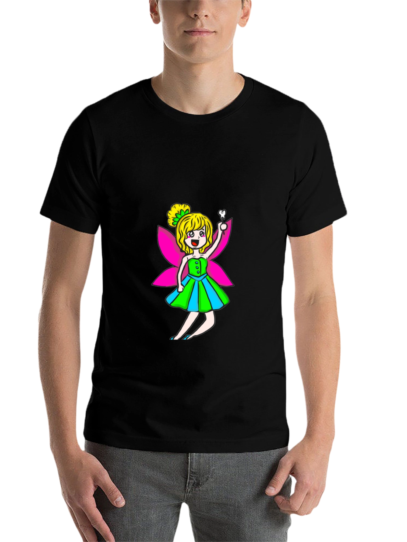 Black Tooth Fairy Graphic Tee - Black Cotton Blend view 7