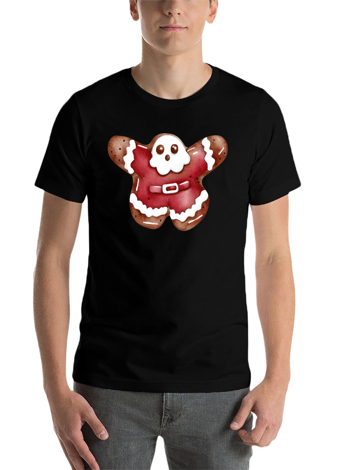 Black Gingerbread Ghost T-Shirt view 7