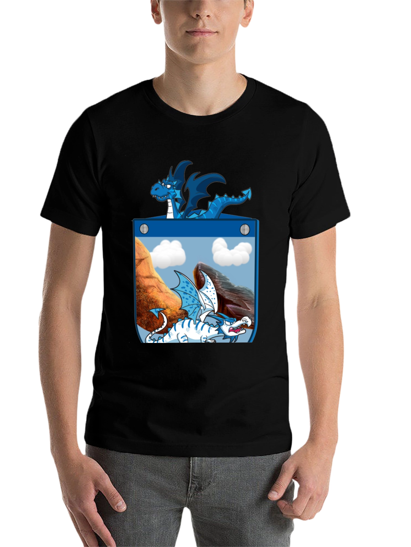 Black Dragon Pocket Graphic Tee - Fantasy Creature Design view 7