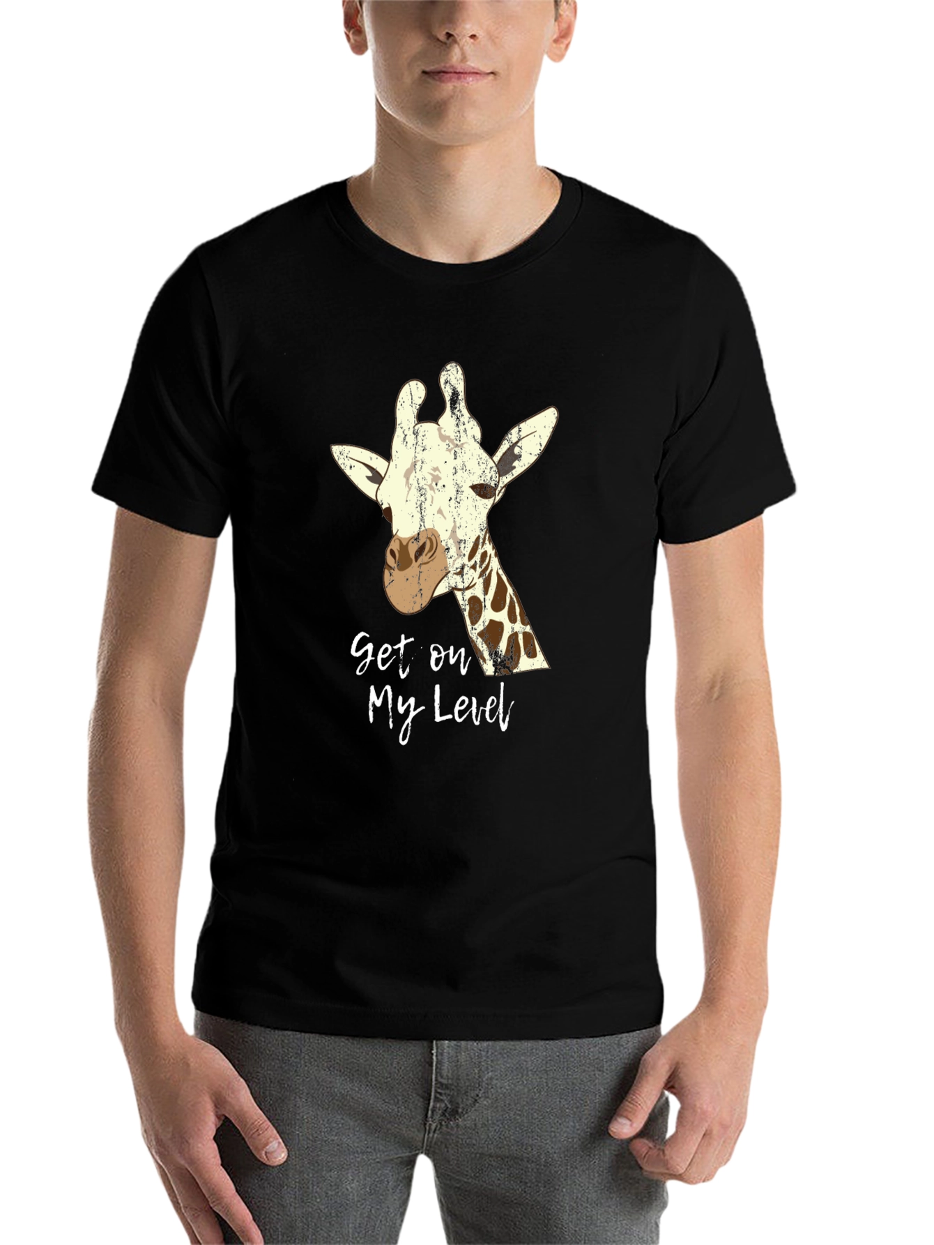 Black Get on My Level Giraffe Graphic Tee - Black view 7