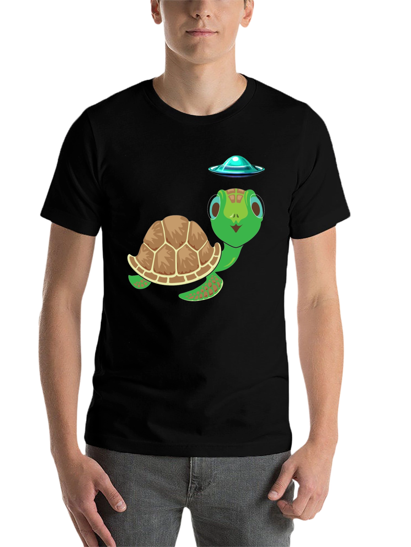 Black Turtle UFO Graphic Tee - Fun & Unique Design view 7