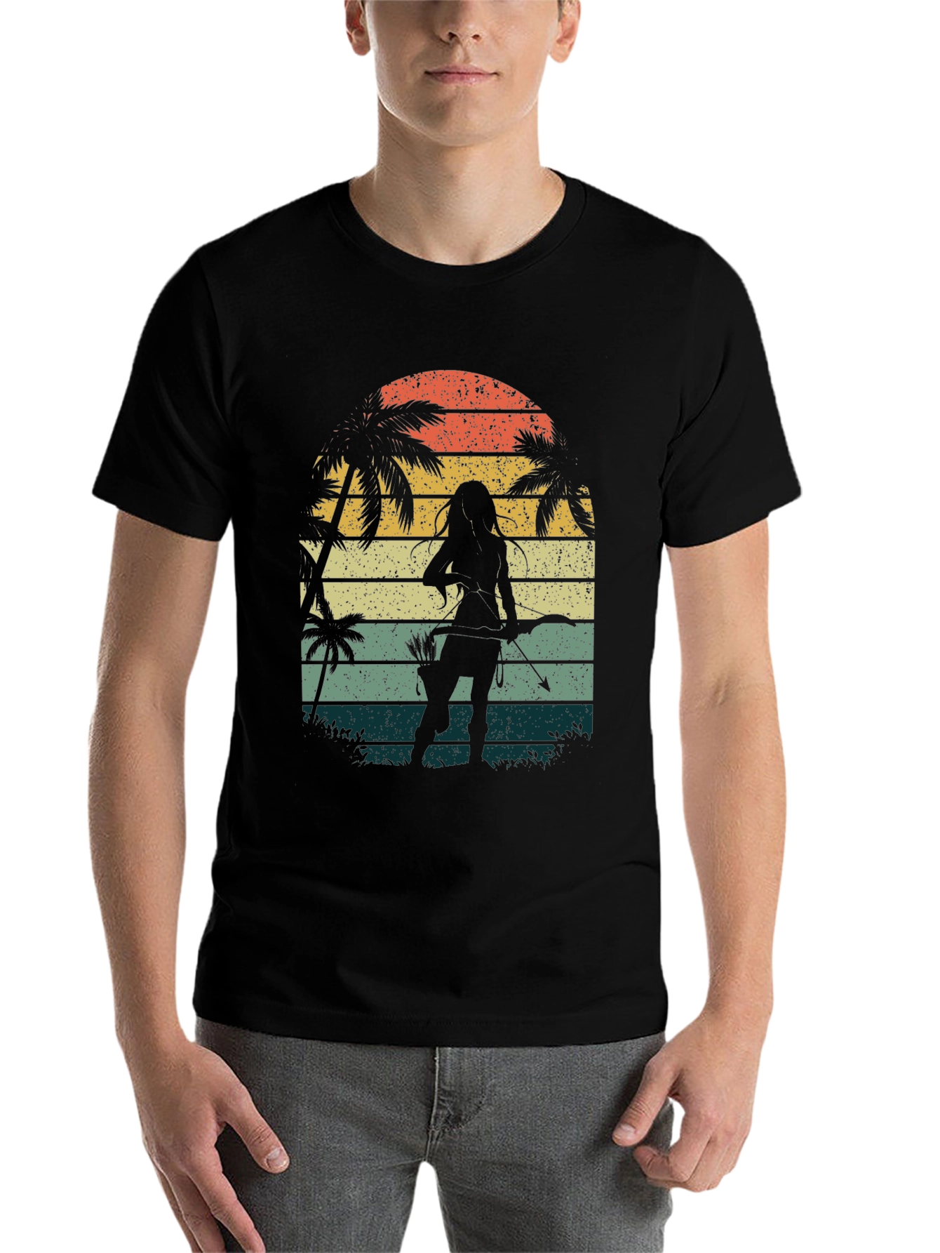Retro Archer Tee - Tropical Sunset Design - 7