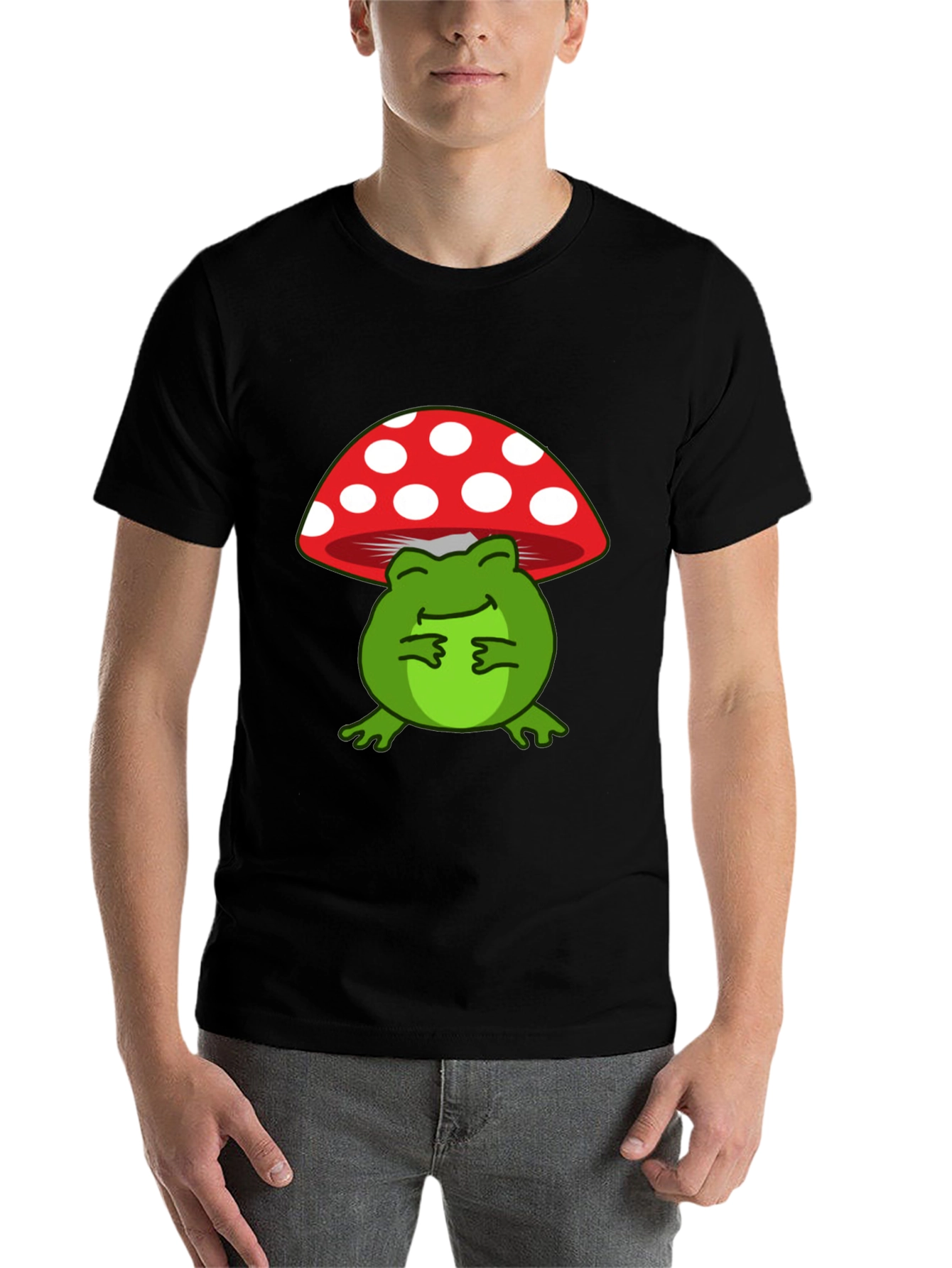Black Frog Under Mushroom T-Shirt view 7
