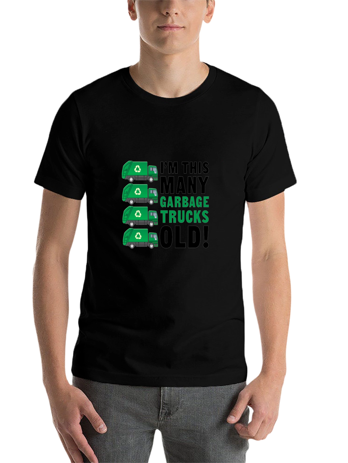 Black Funny Garbage Truck Birthday T-Shirt view 7