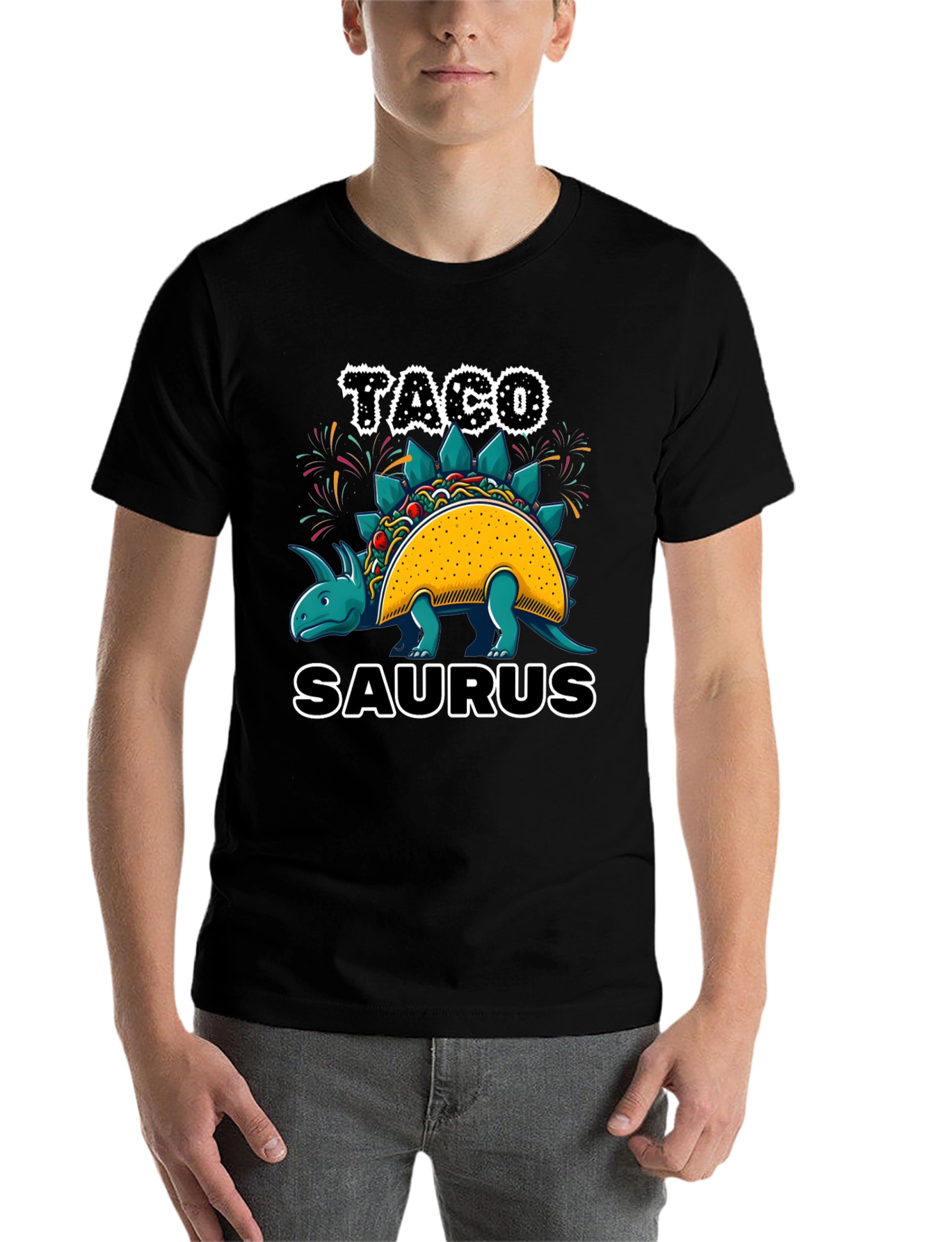 Black Taco-Saurus Black T-Shirt view 7