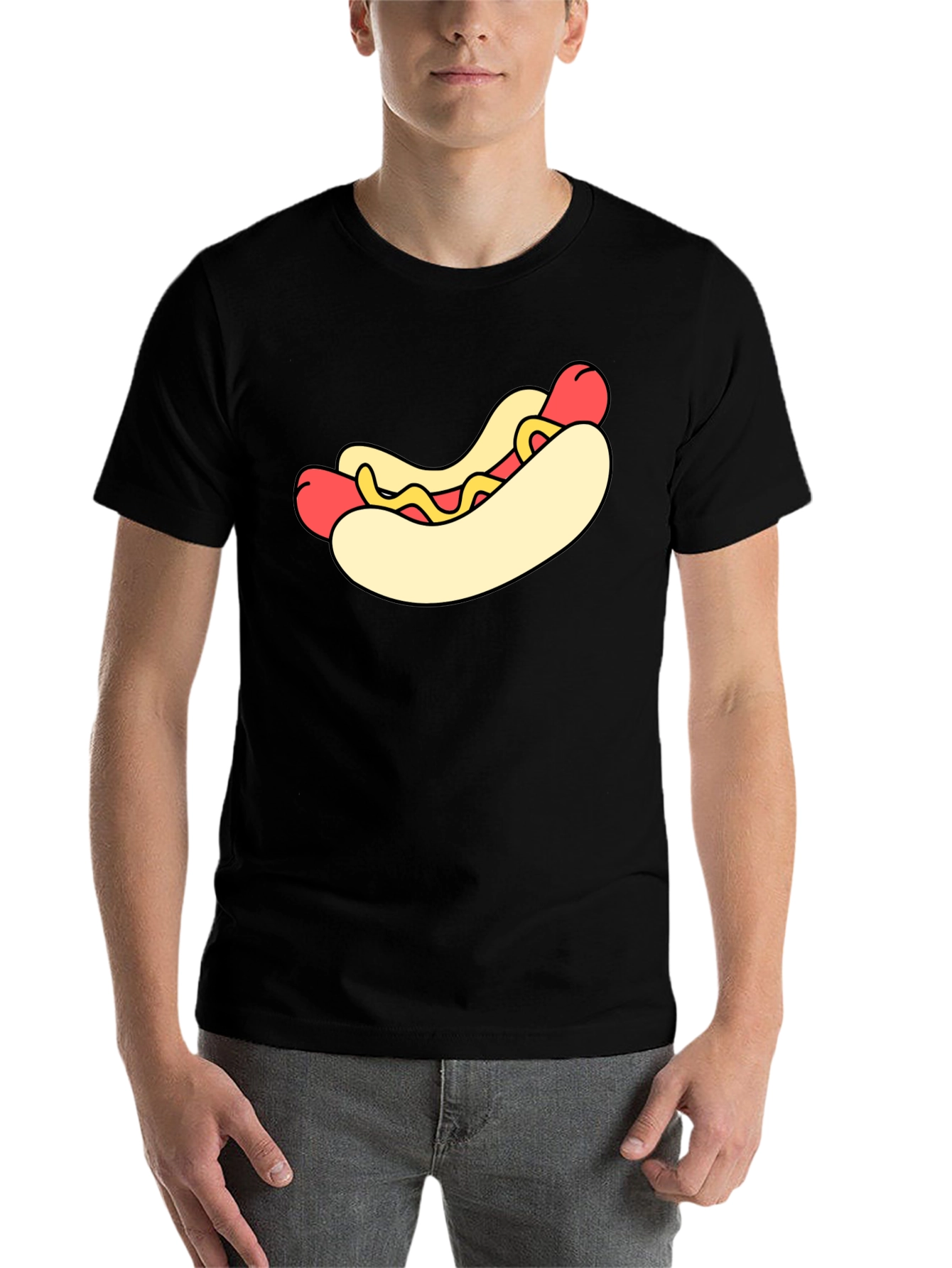Black Hot Dog Graphic Black T-Shirt view 7