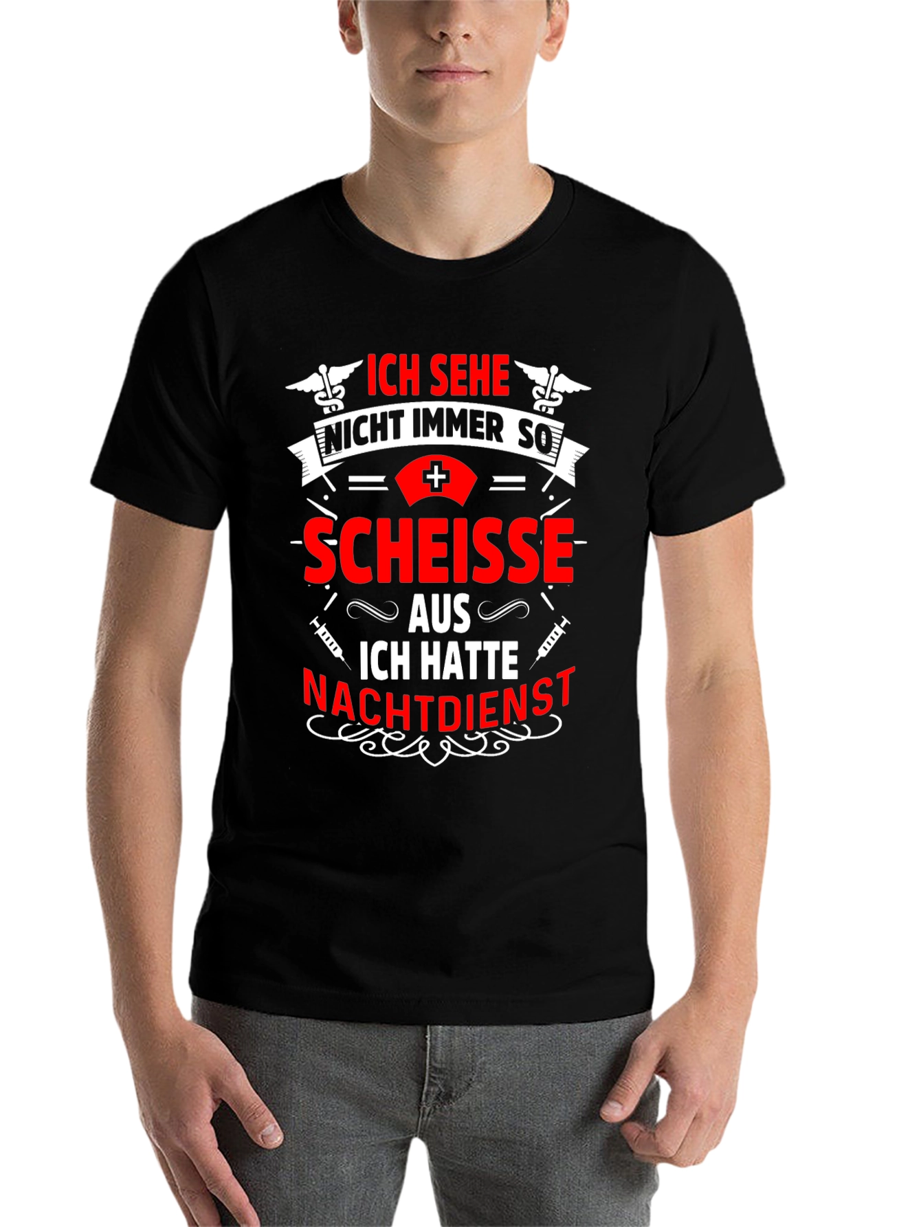 Black Funny Nurse Night Shift T-Shirt - Ich Sehe Nicht Immer So! view 7