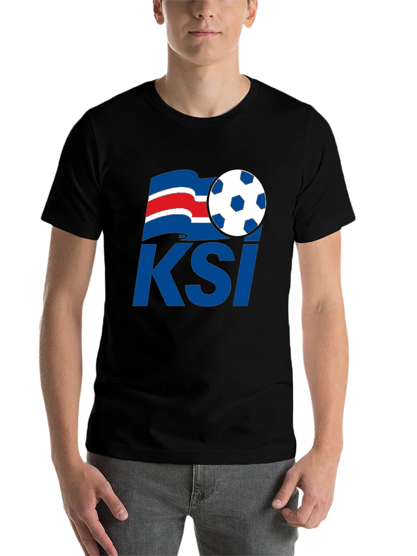 Black Iceland Soccer KSI T-Shirt - Black, Graphic Print view 7