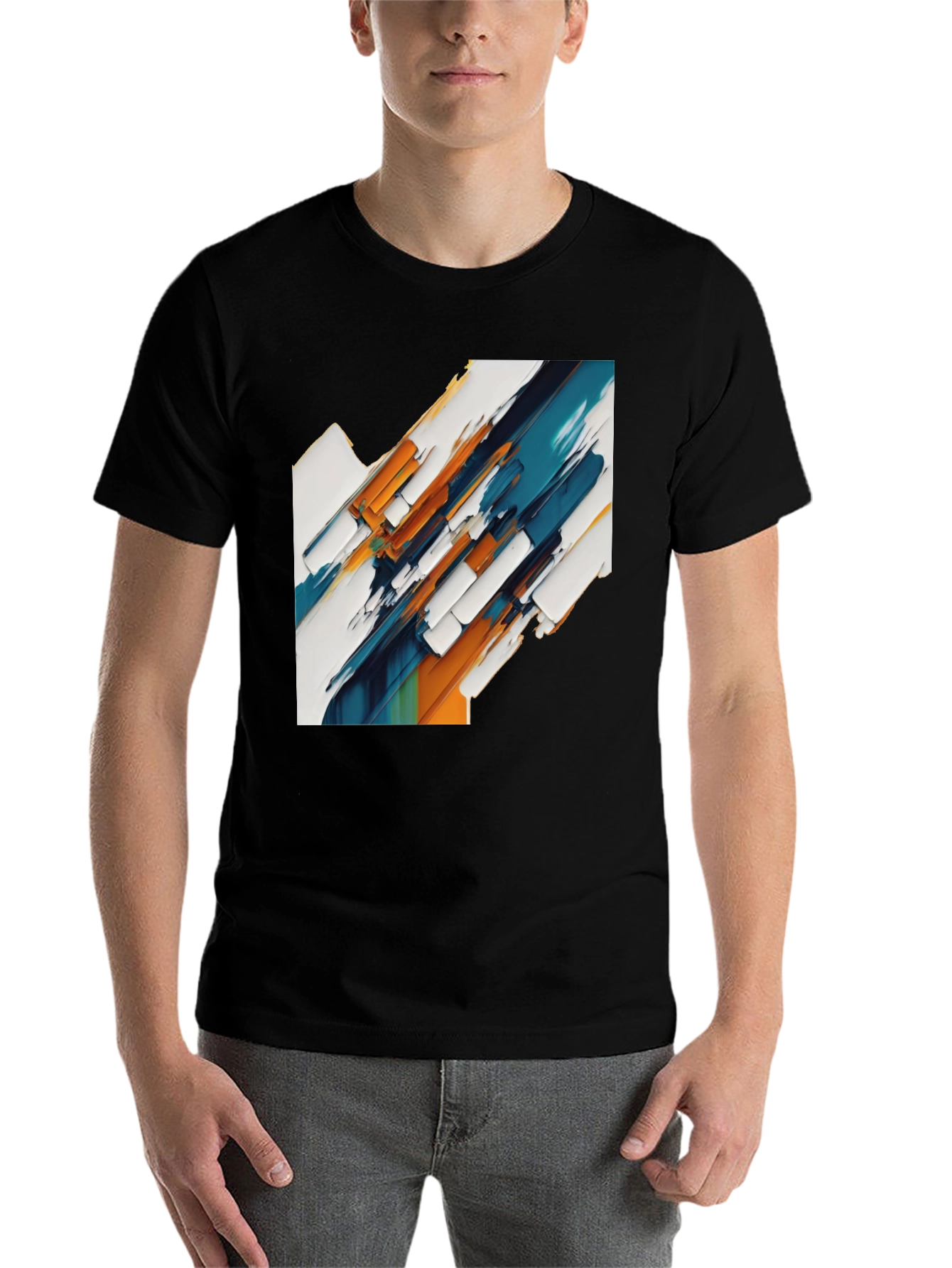 Black Abstract Art Graphic Tee - Modern Style view 7