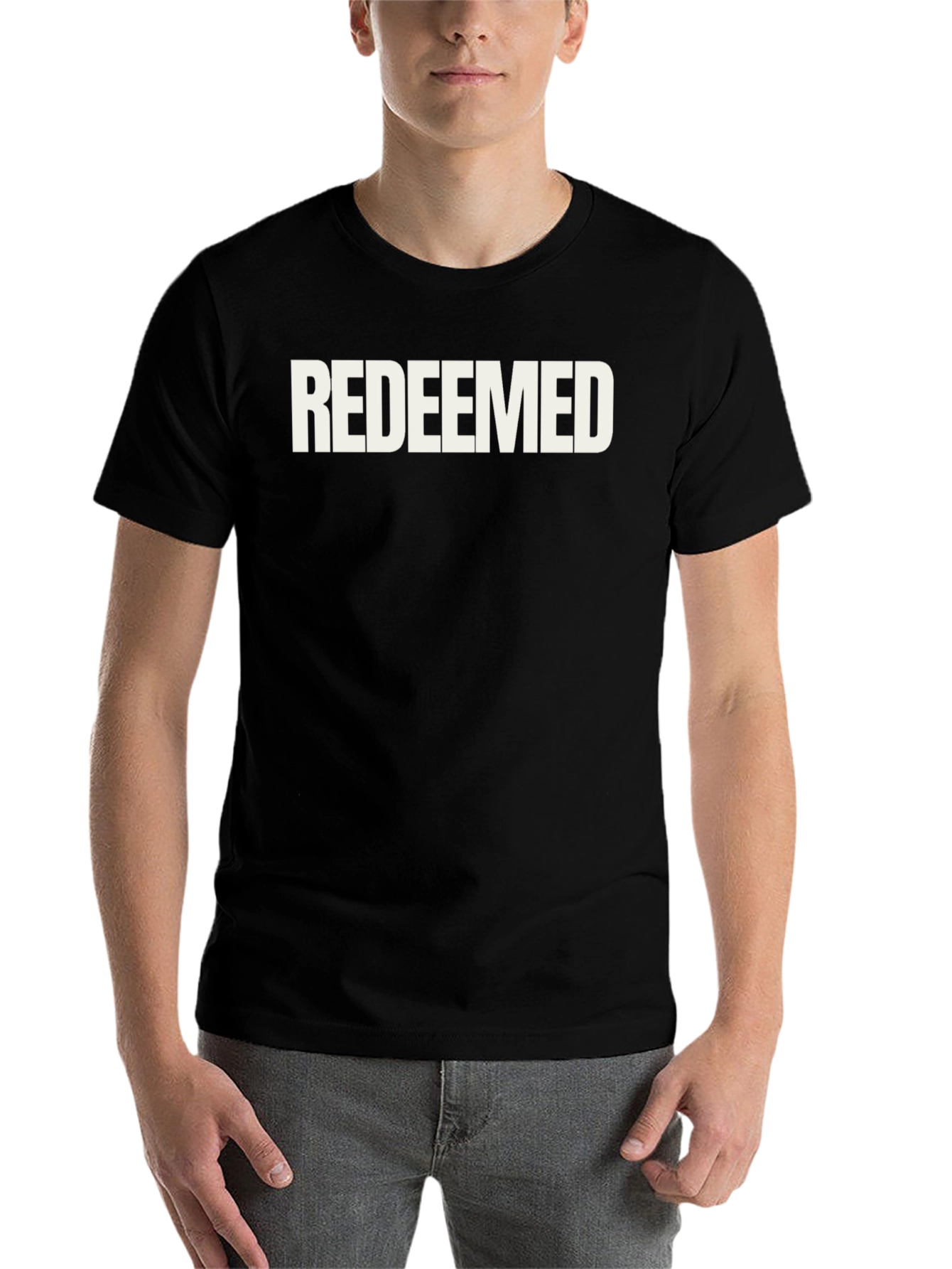 Black Redeemed Graphic Print Crew Neck T-Shirt view 7