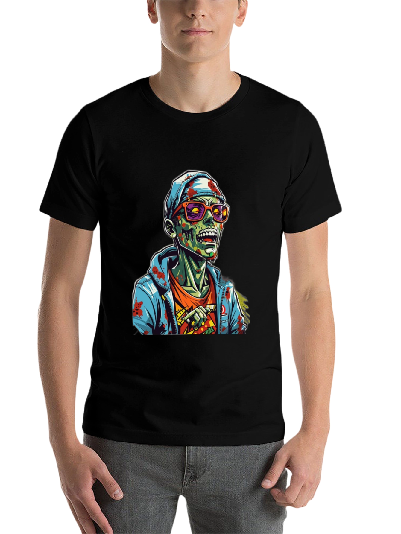 Black Zombie Graphic T-Shirt - Men's Black Tee view 7