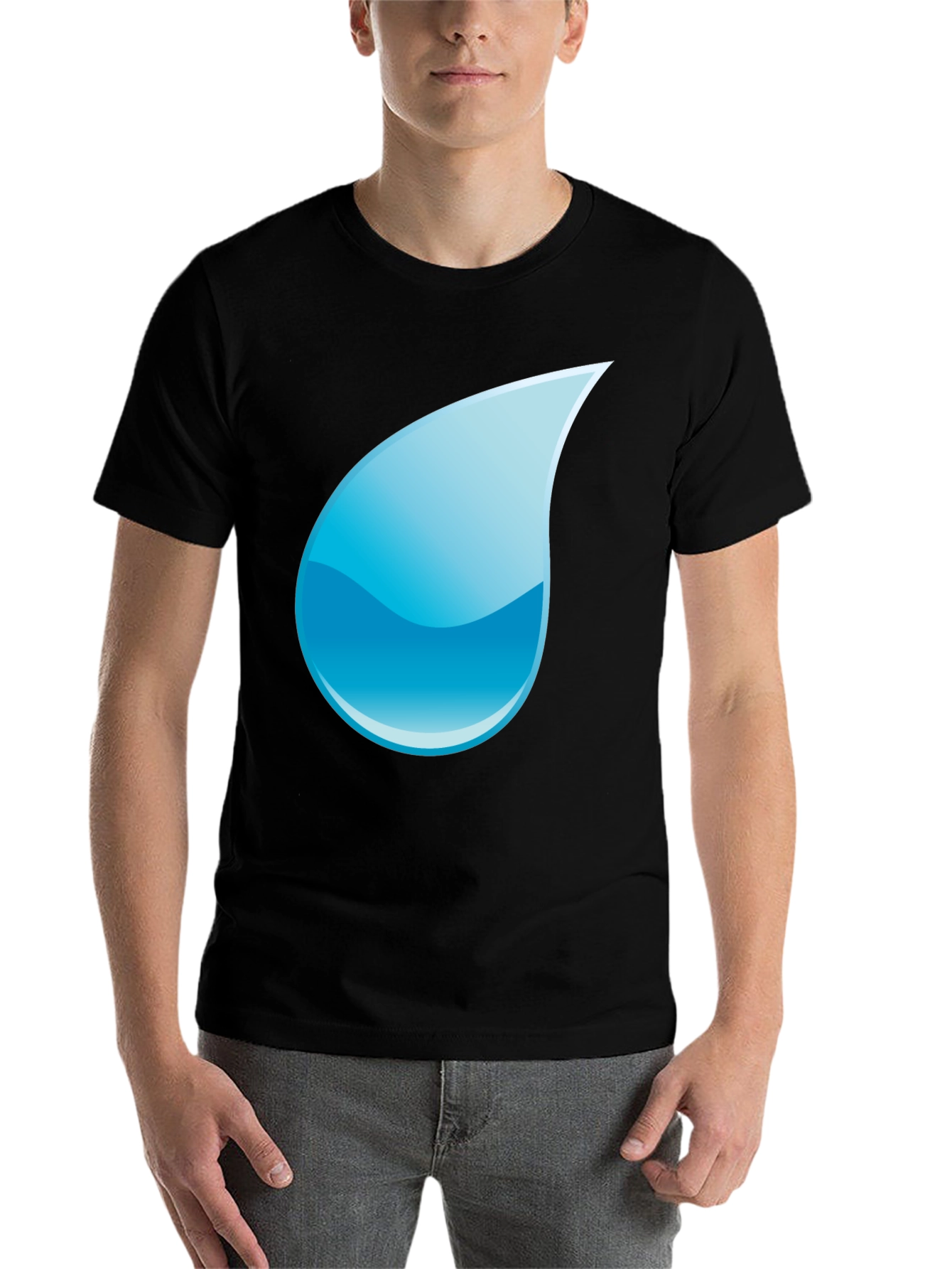 Black Black T-Shirt with Water Drop Design view 7