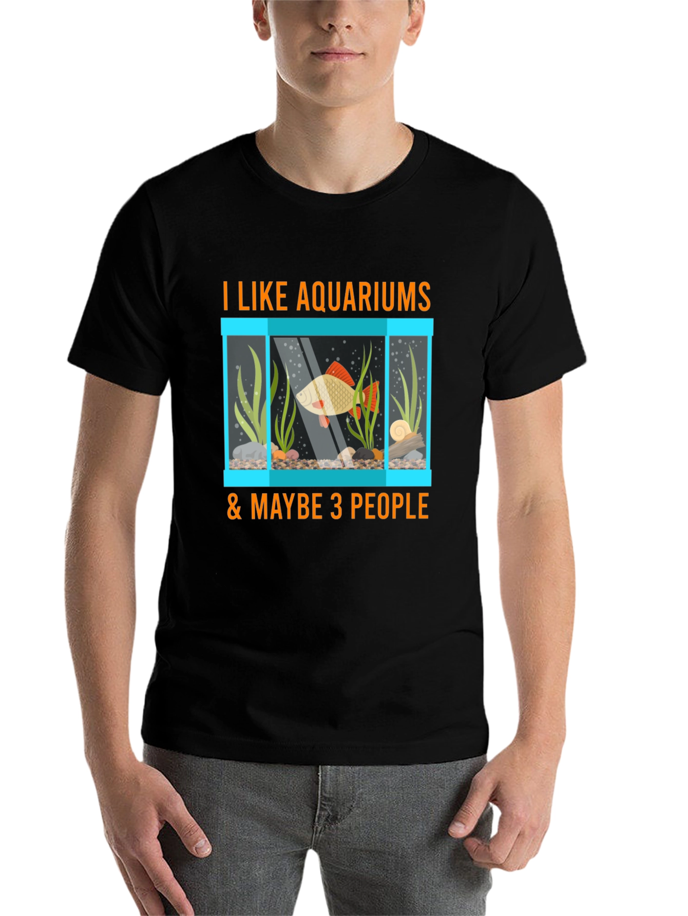 Black Aquarium Lover T-Shirt: Fish Tank & Maybe 3 People view 7