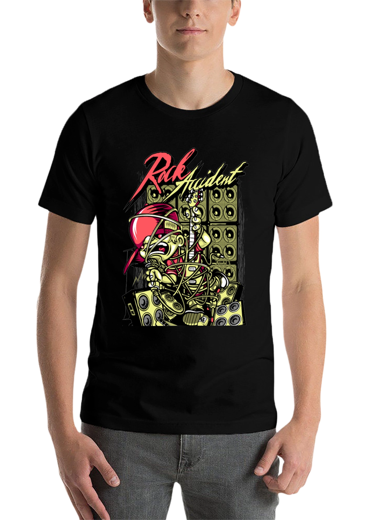 Black Rock Accident Graphic Print Black T-Shirt view 7
