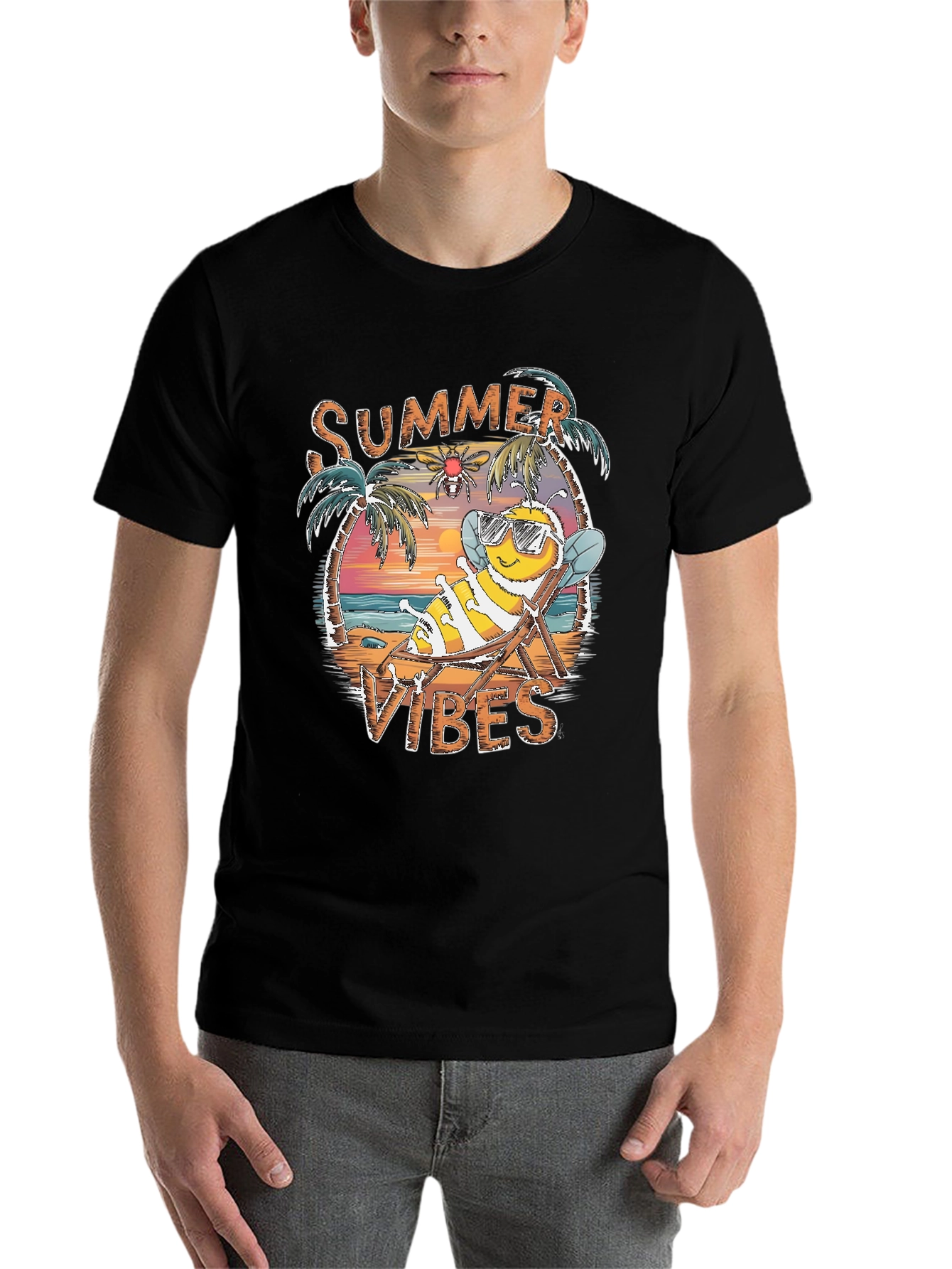 Black Summer Vibes Bee Graphic Tee view 7