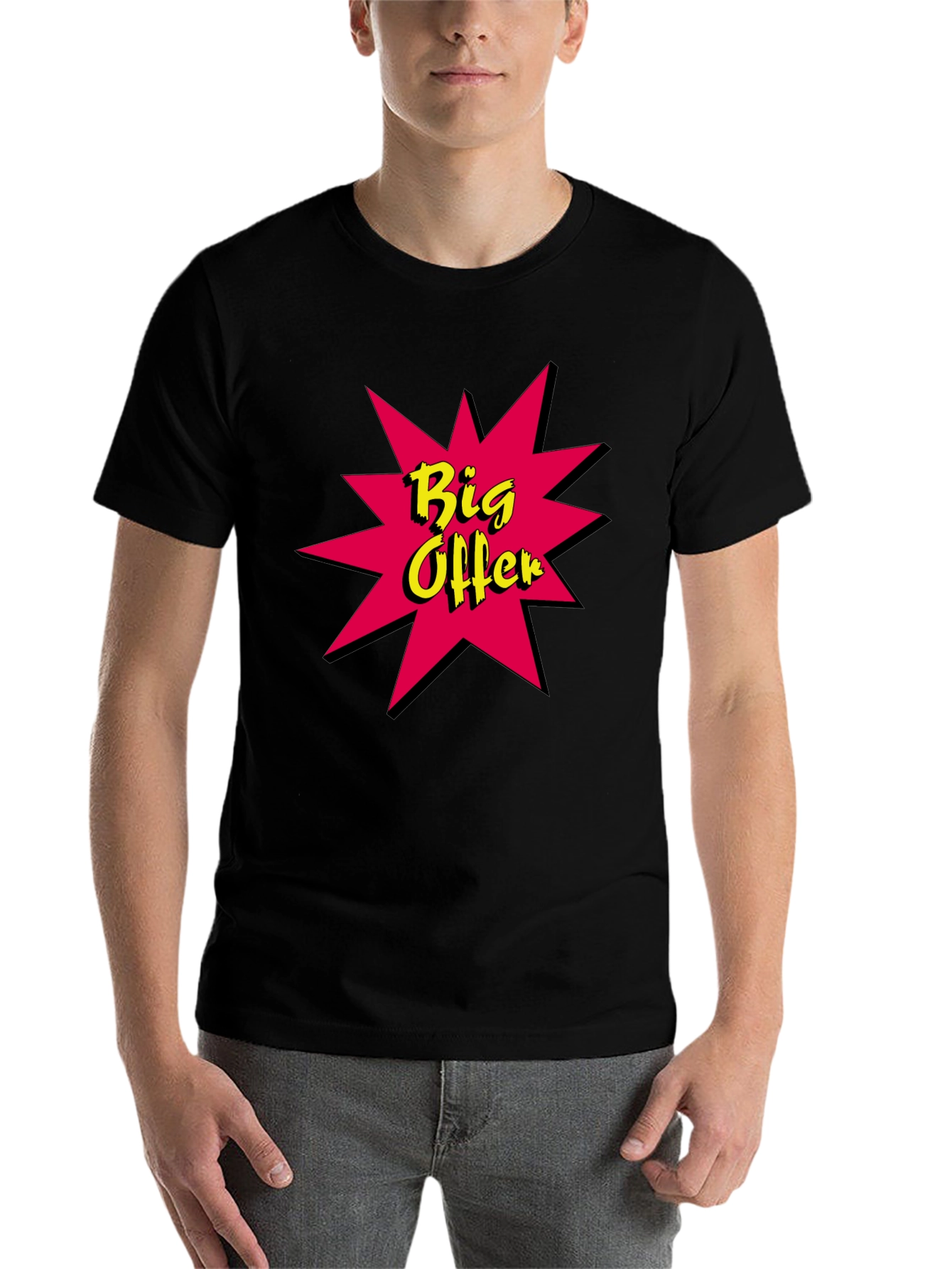 Black Big Offer Graphic Tee - Stylish Black Cotton T-Shirt view 7