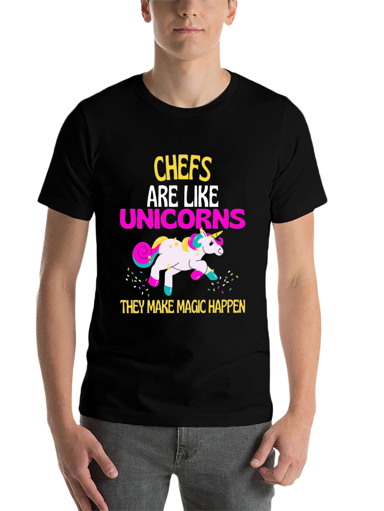Black Chef Unicorn Graphic T-Shirt view 7
