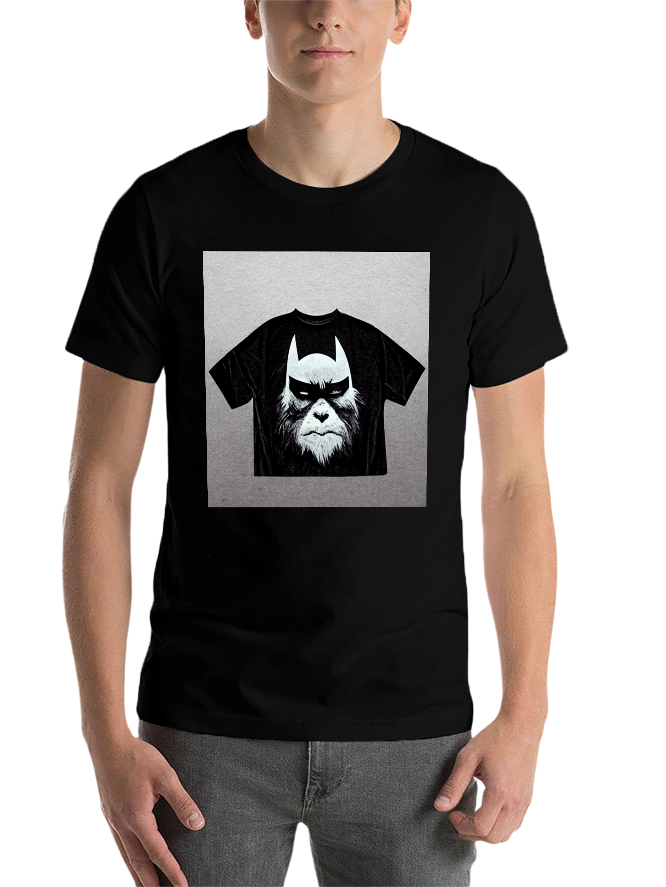 Black Batman Bigfoot Graphic Tee - Black Cotton Blend view 7
