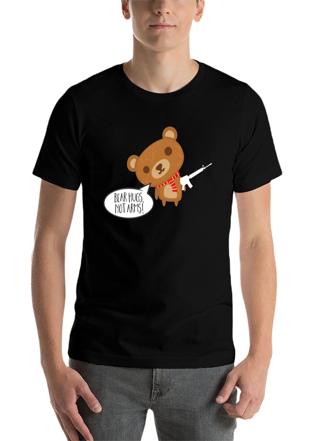 Black Bear Hugs Not Arms T-Shirt - Graphic Tee view 7