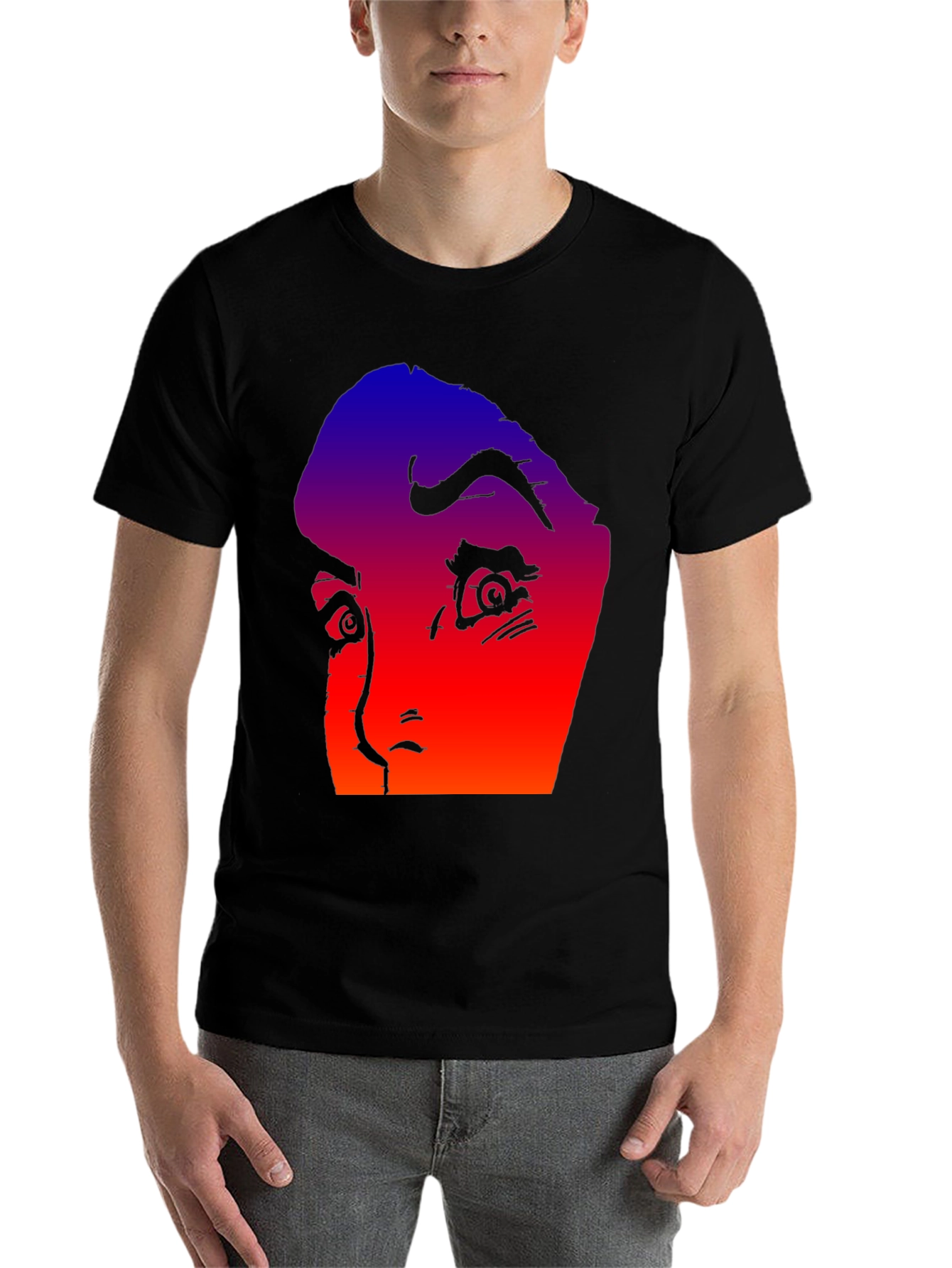 Black Gradient Horror Face Graphic Tee view 7