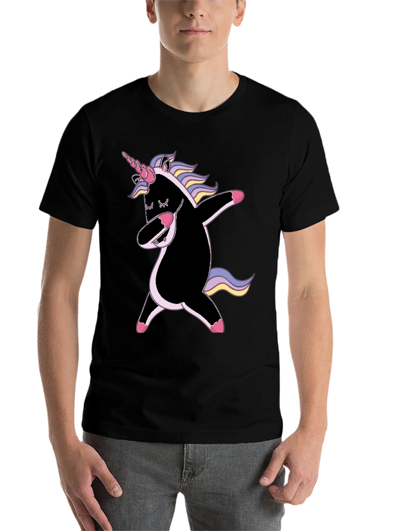 Black Dabbing Unicorn Graphic Tee - Black view 7