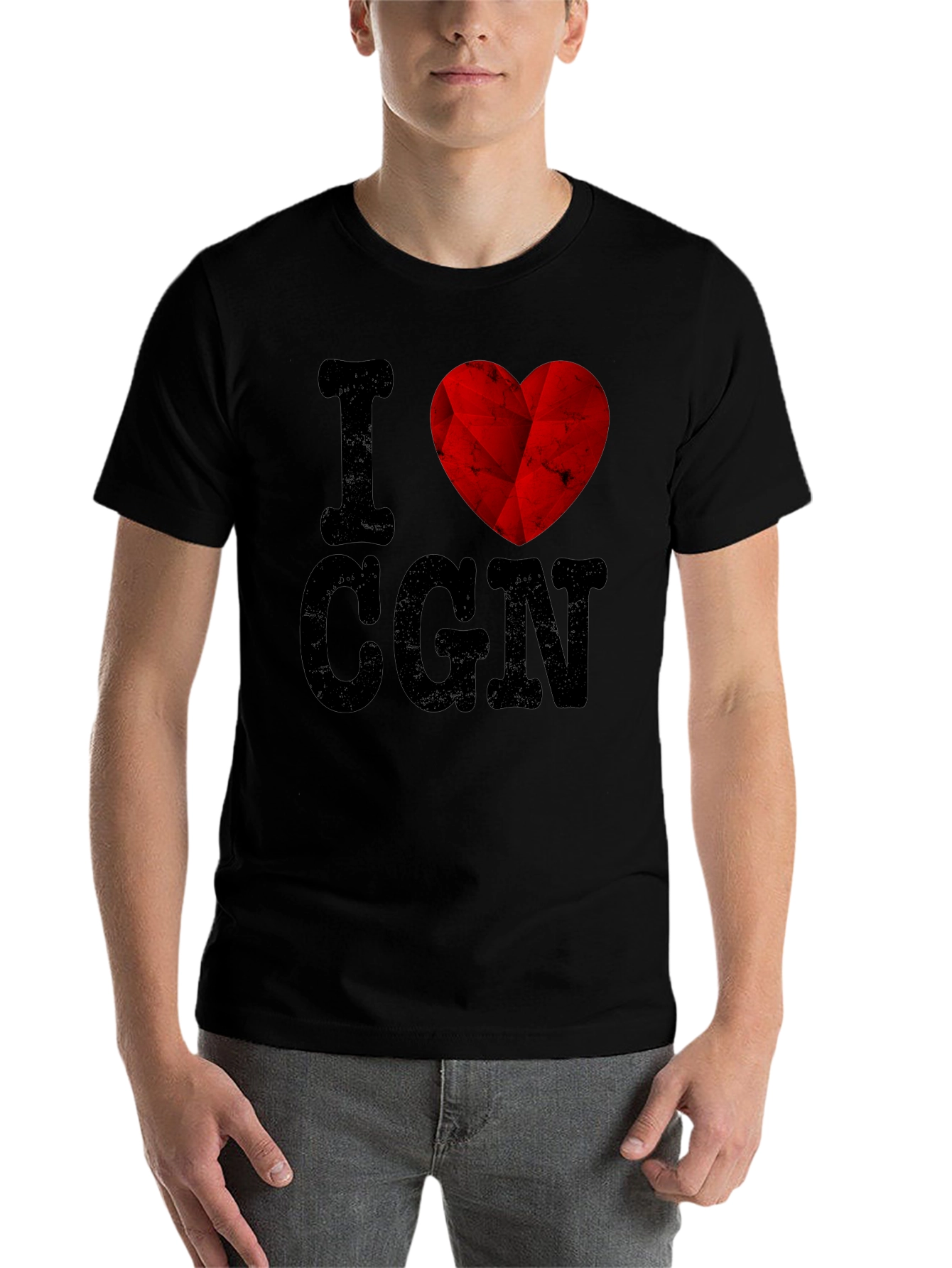 Black I Love CGN Graphic T-Shirt - Black Cotton Tee view 7