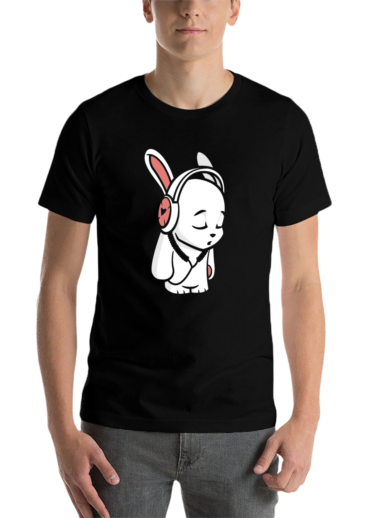 Black Cool Rabbit Tee - Black Graphic T-Shirt view 7