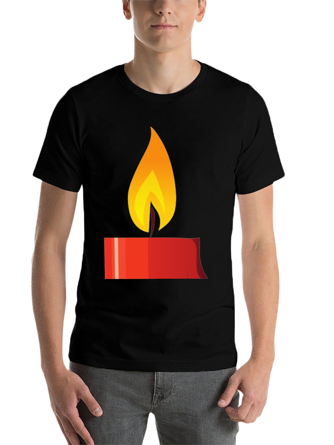 Black Candle Flame Graphic Tee - Black Unisex T-Shirt view 7