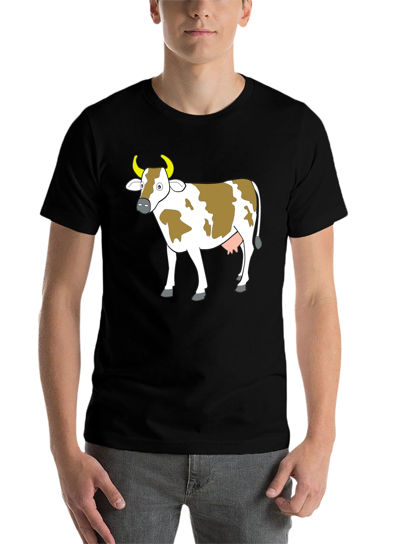 Black Cow Graphic Tee - Black Unisex T-Shirt view 7