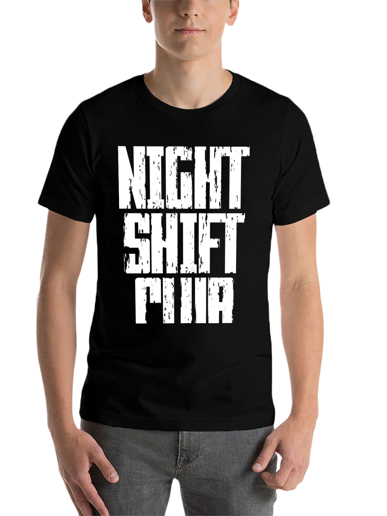Black Night Shift FINA Graphic Tee - Black Cotton T-Shirt view 7