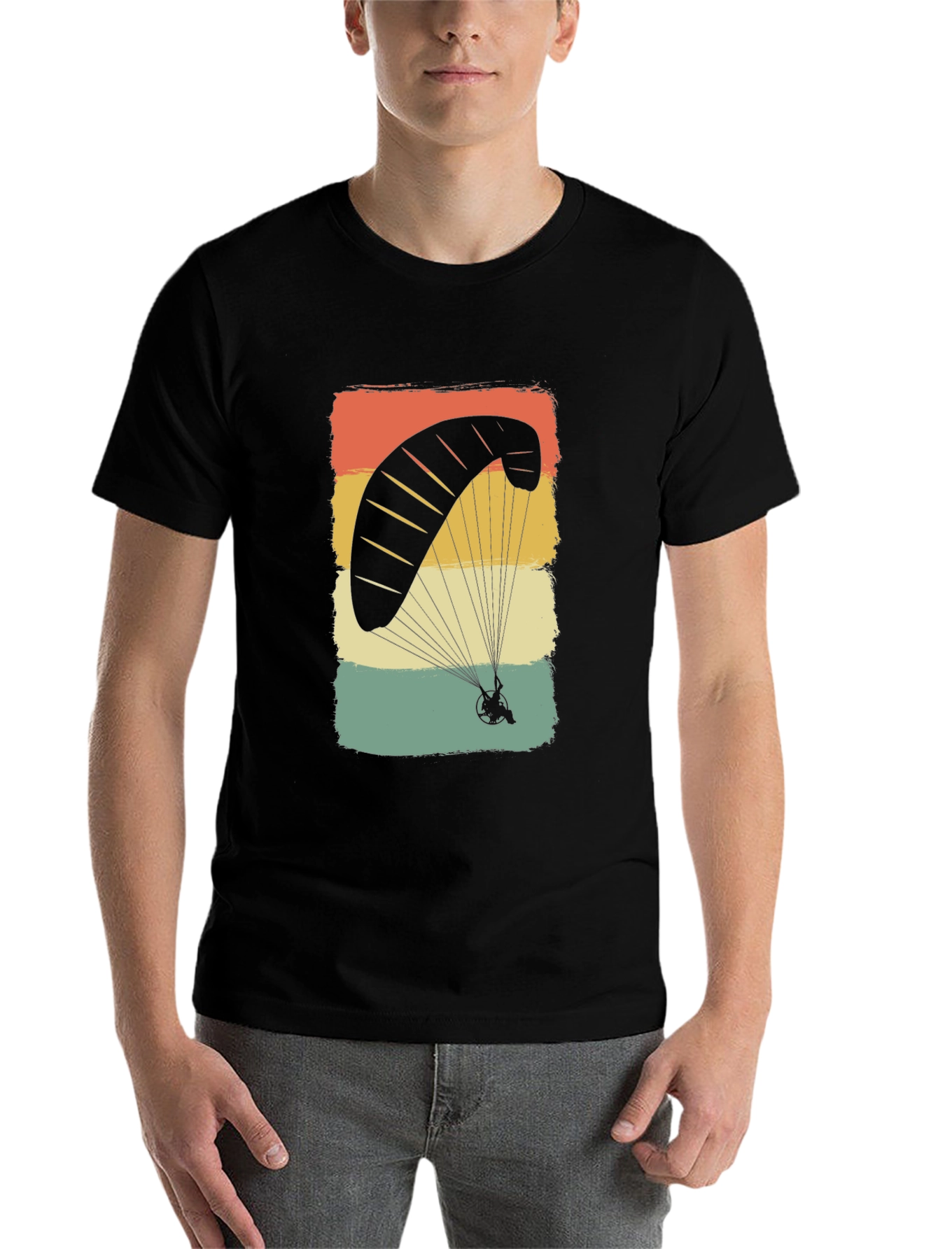 Black Vintage Paragliding T-Shirt | Retro Powered Parachute Tee view 7