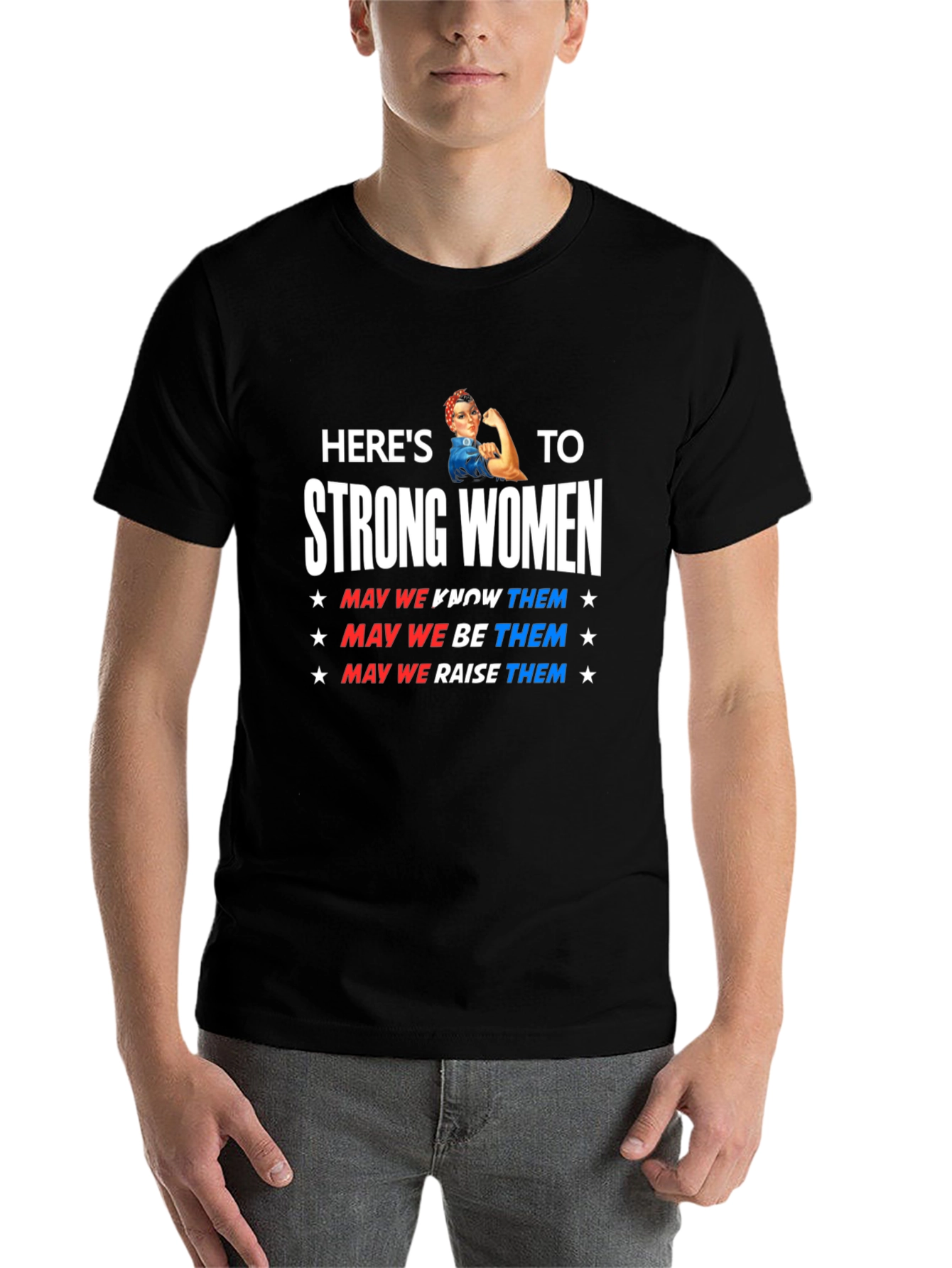 Black Here's To Strong Women Graphic T-Shirt view 7